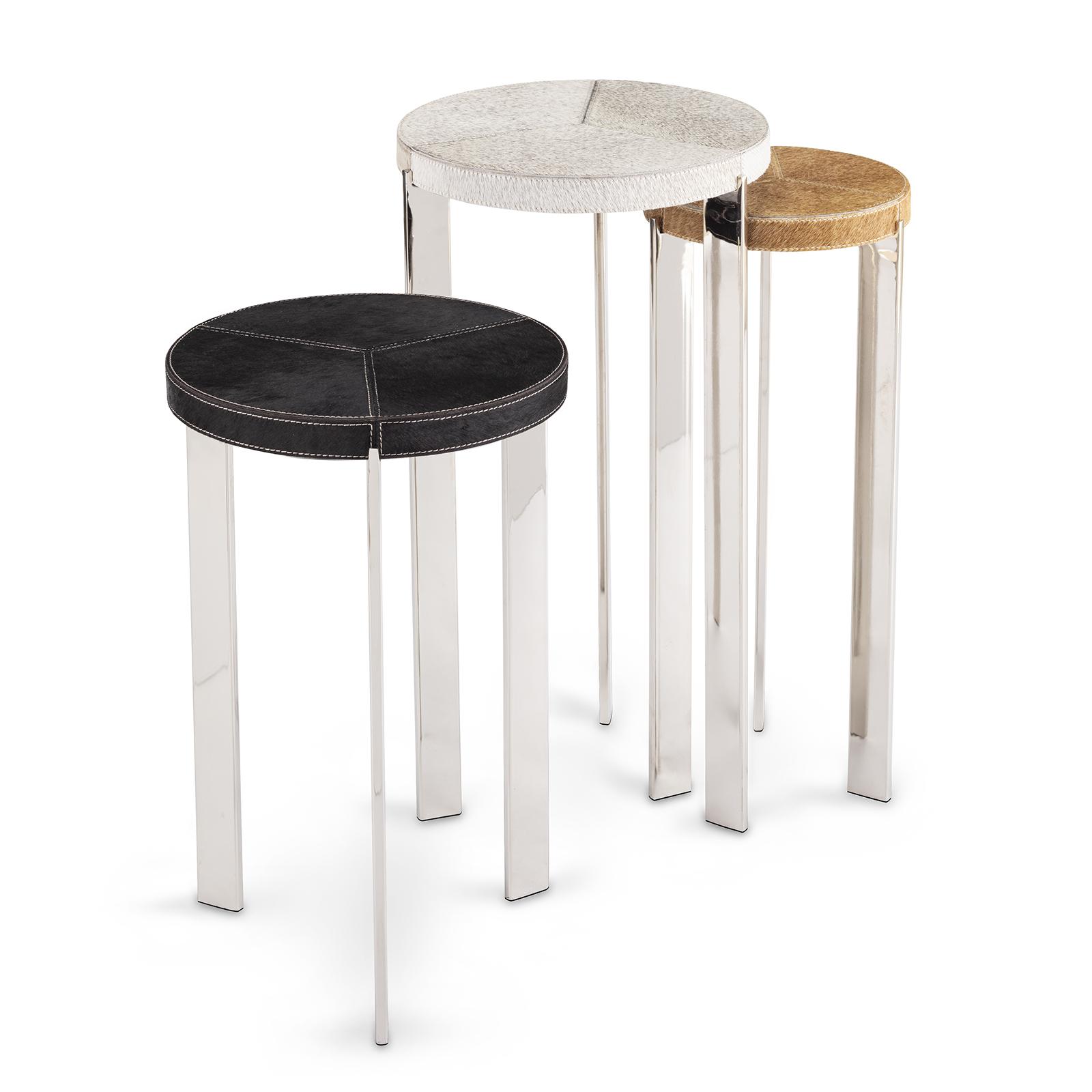 Andres Hair on Hide Mixer Table Set | Polished Nickel