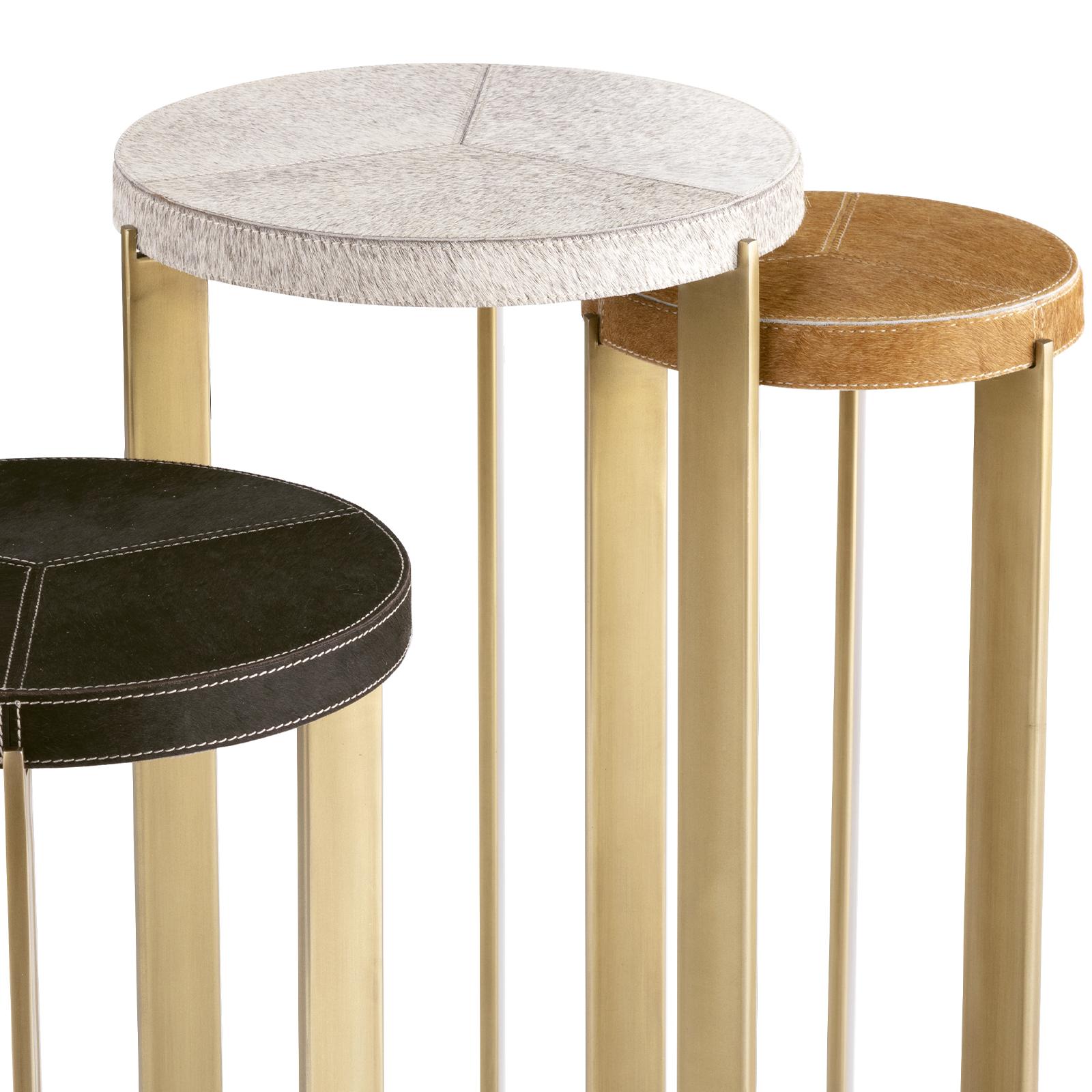 Andres Hair on Hide Mixer Table Set | Brass