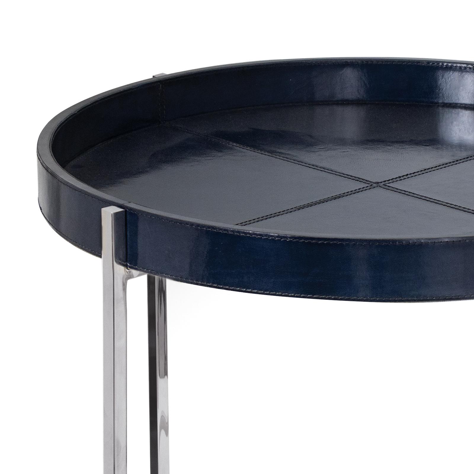 Derby Leather Tray Table | Blue