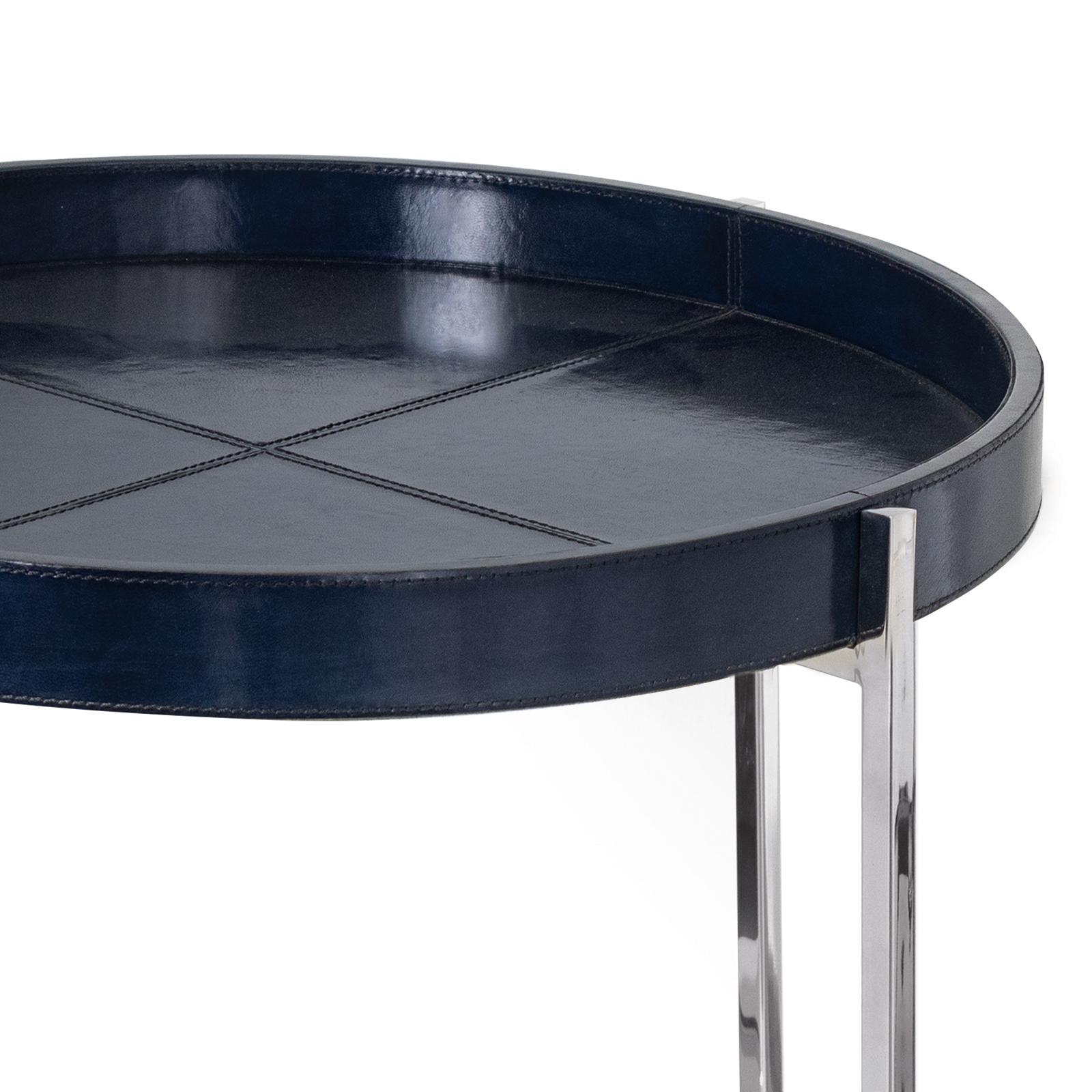 Derby Leather Tray Table | Blue