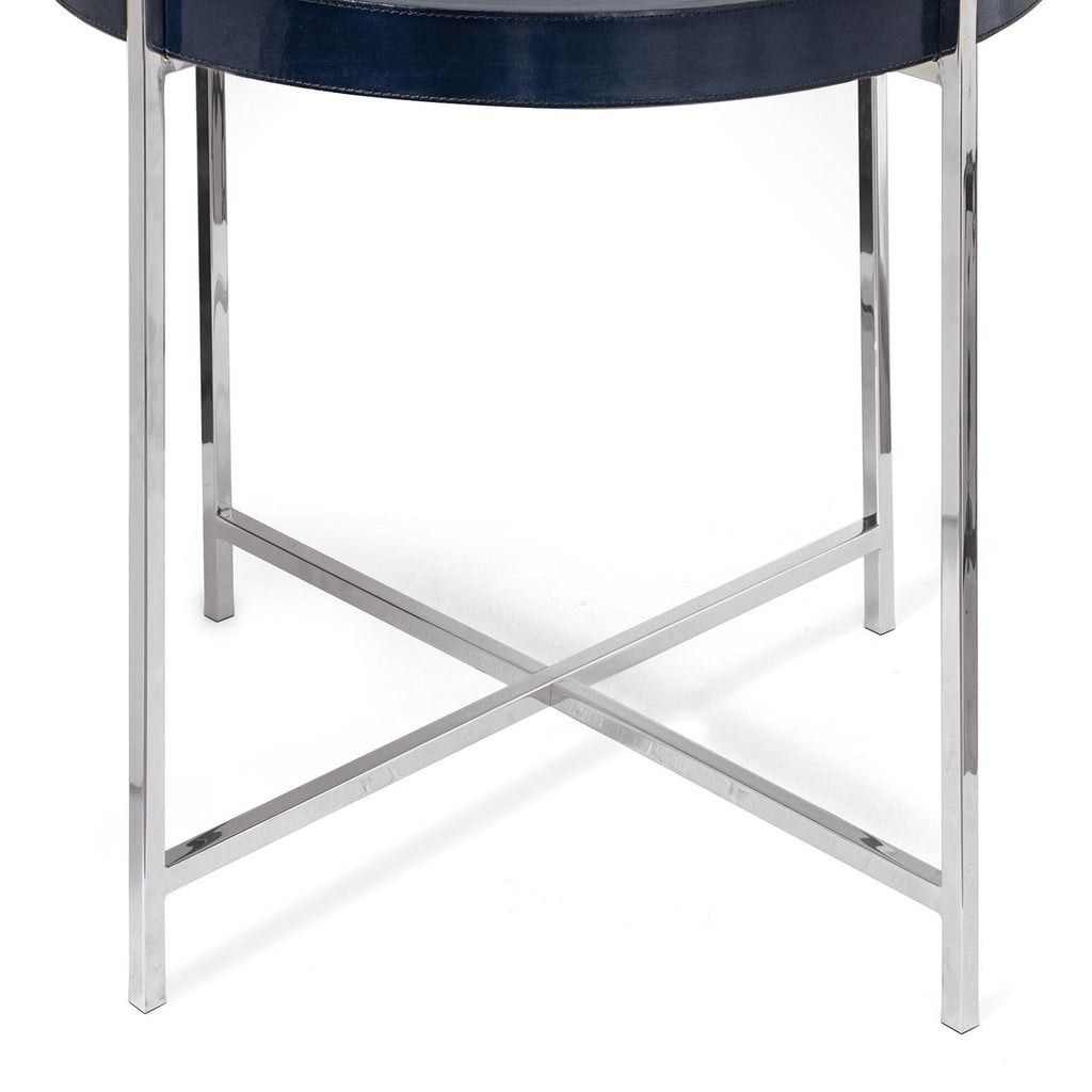 Derby Leather Tray Table | Blue