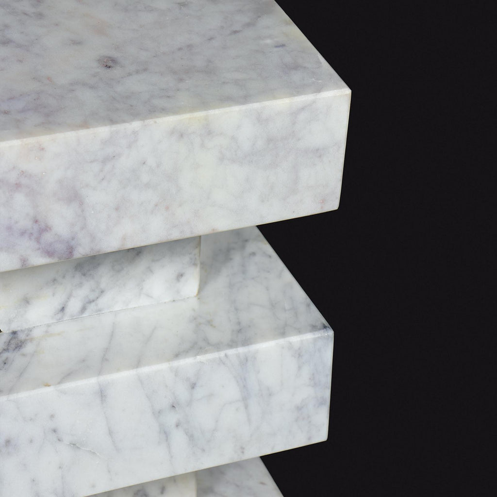 Charli Marble Accent Table | White