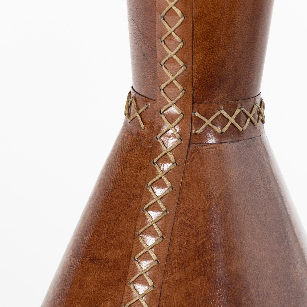 Gabe Leather Accent Table | Cognac