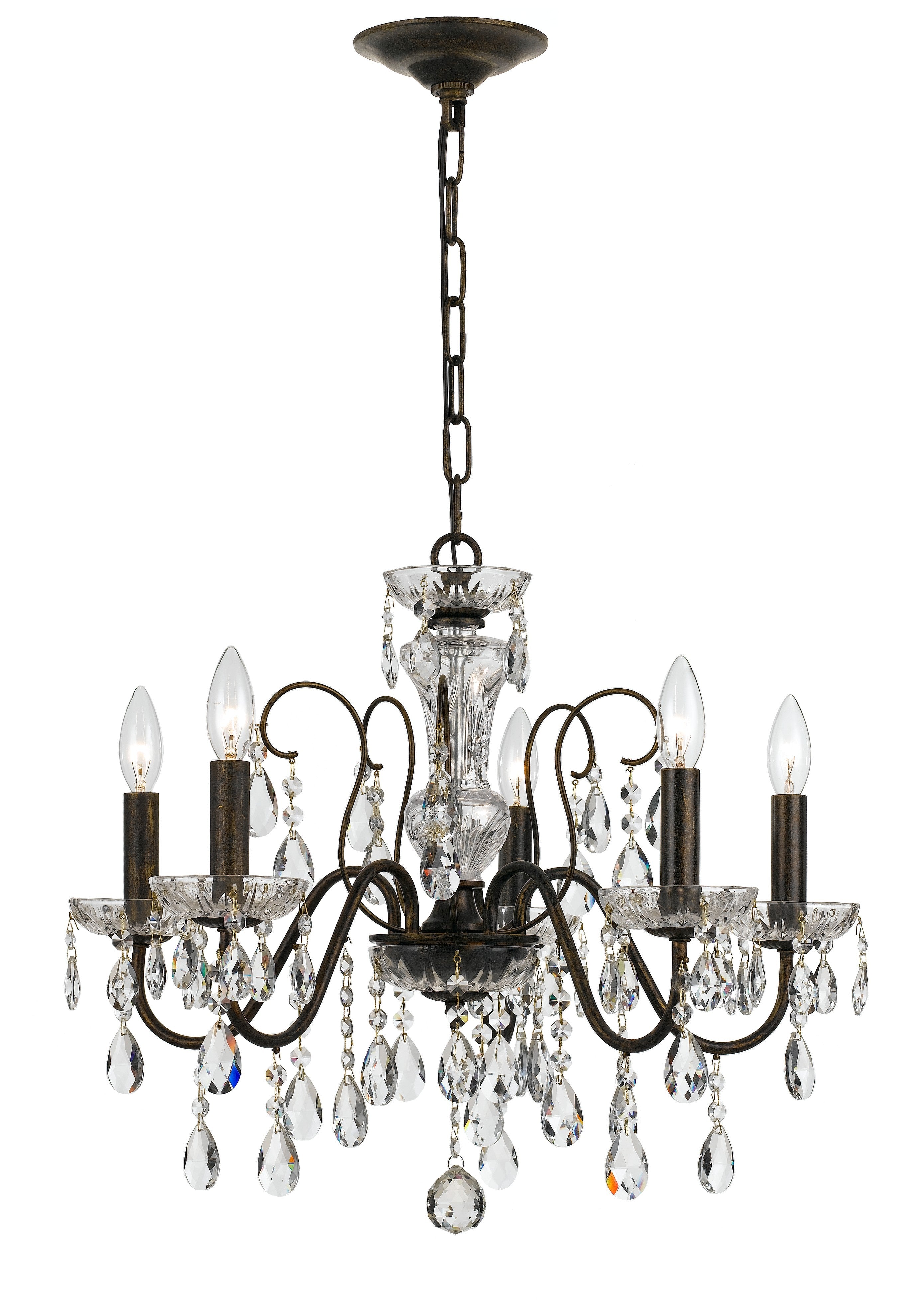 Butler 24'' Hand Cut Crystal English Bronze Chandelier