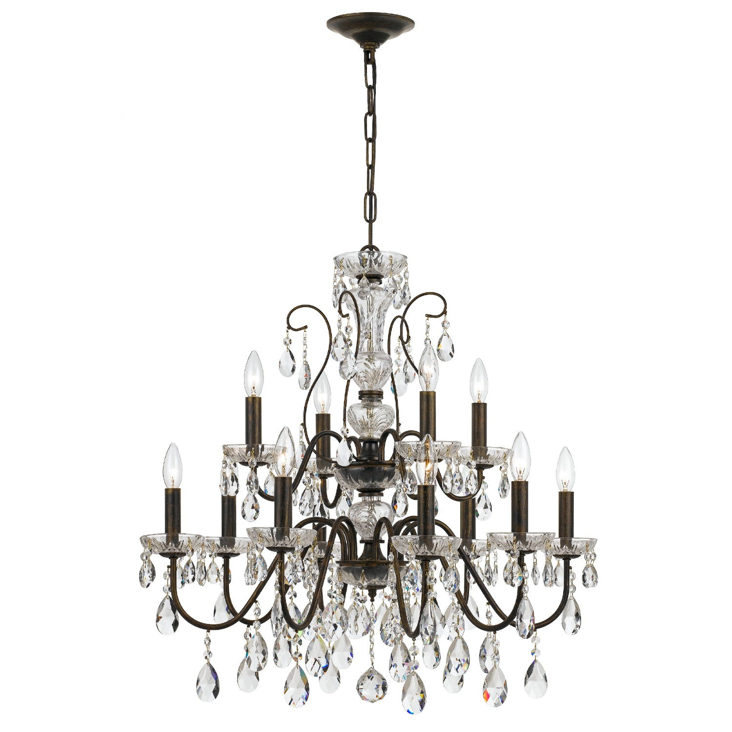 Butler 29'' Hand Cut Crystal English Bronze Chandelier