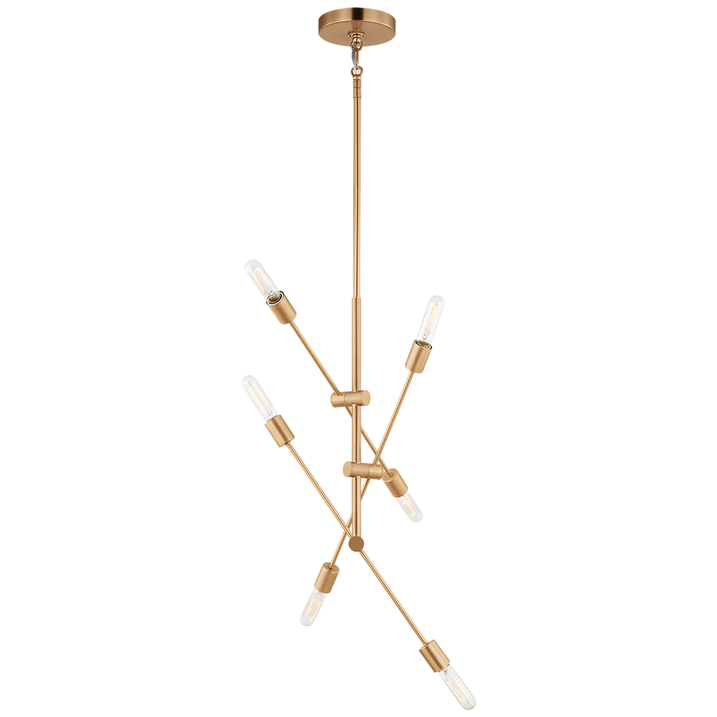 Axis Six Light Medium Chandelier Satin Brass Bulbs Inc