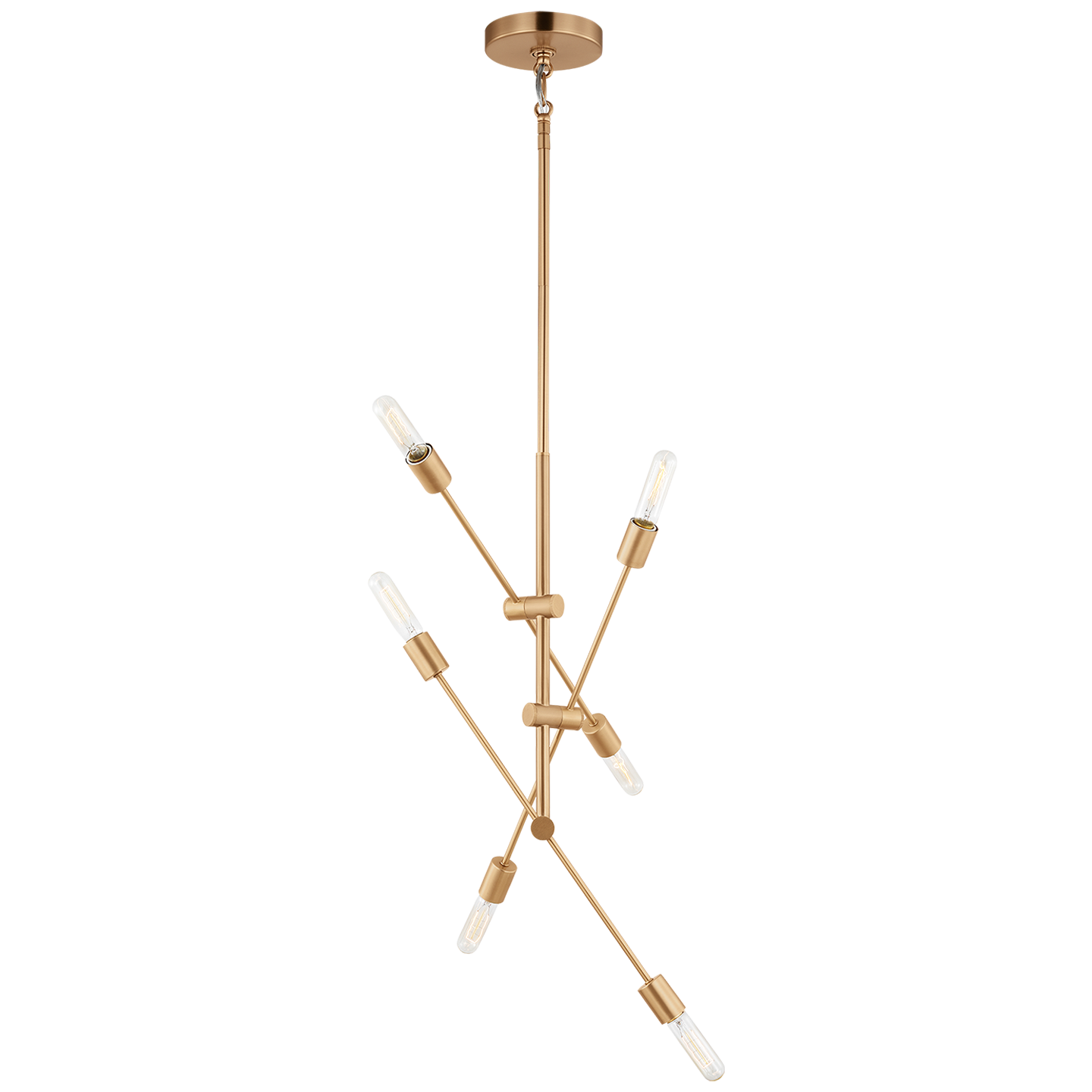 Axis Six Light Medium Chandelier Satin Brass Bulbs Inc