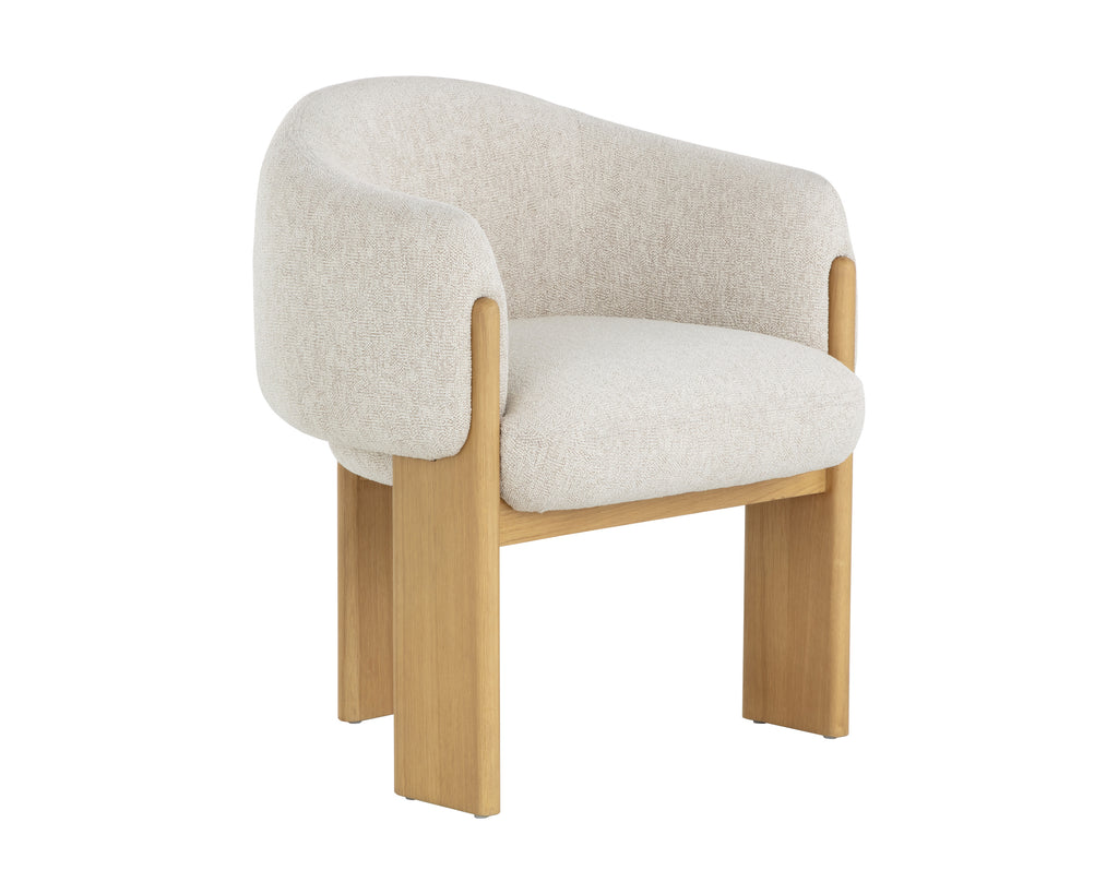 Trine Dining Armchair - Rustic Oak - Dove Cream
