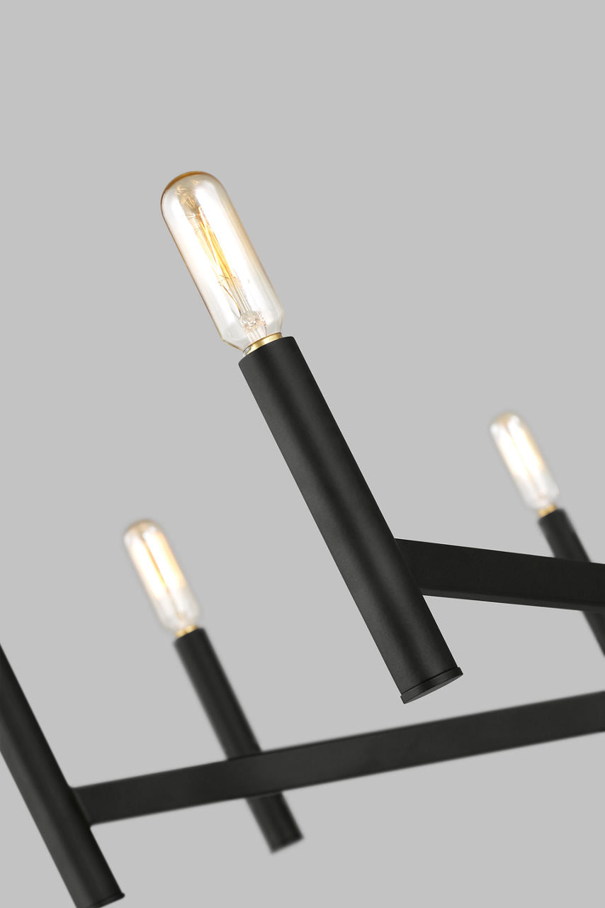 Vector Nine Light Chandelier Midnight Black