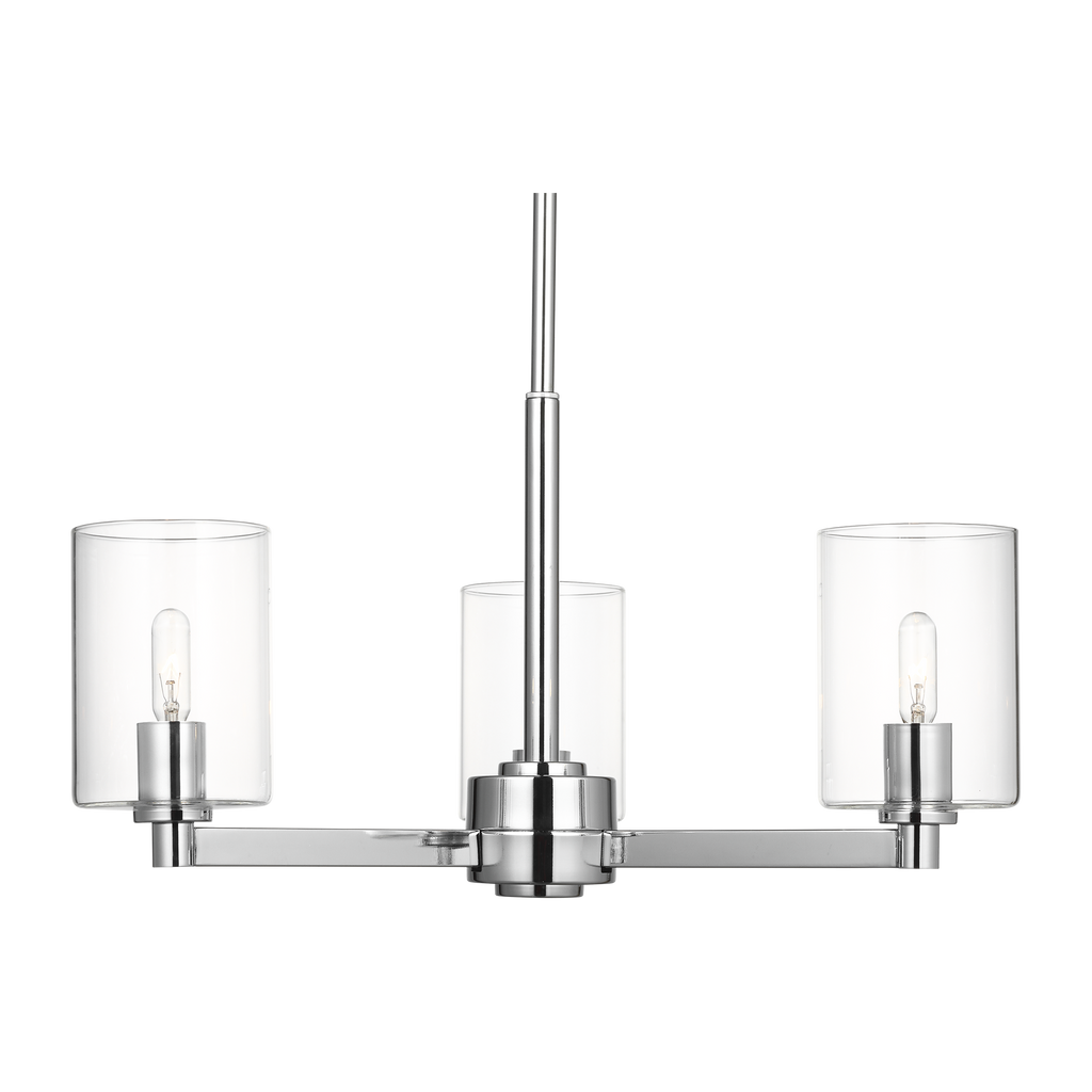 Fullton 3-Light Chandelier | Chrome | Clear Glass Bulb(s) Not Included