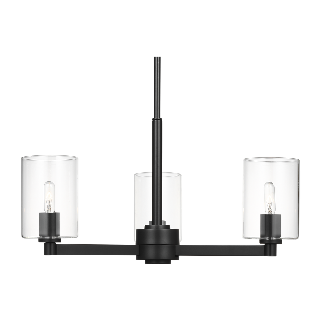 Fullton 3-Light Chandelier | Midnight Black | Clear Glass Bulb(s) Not Included