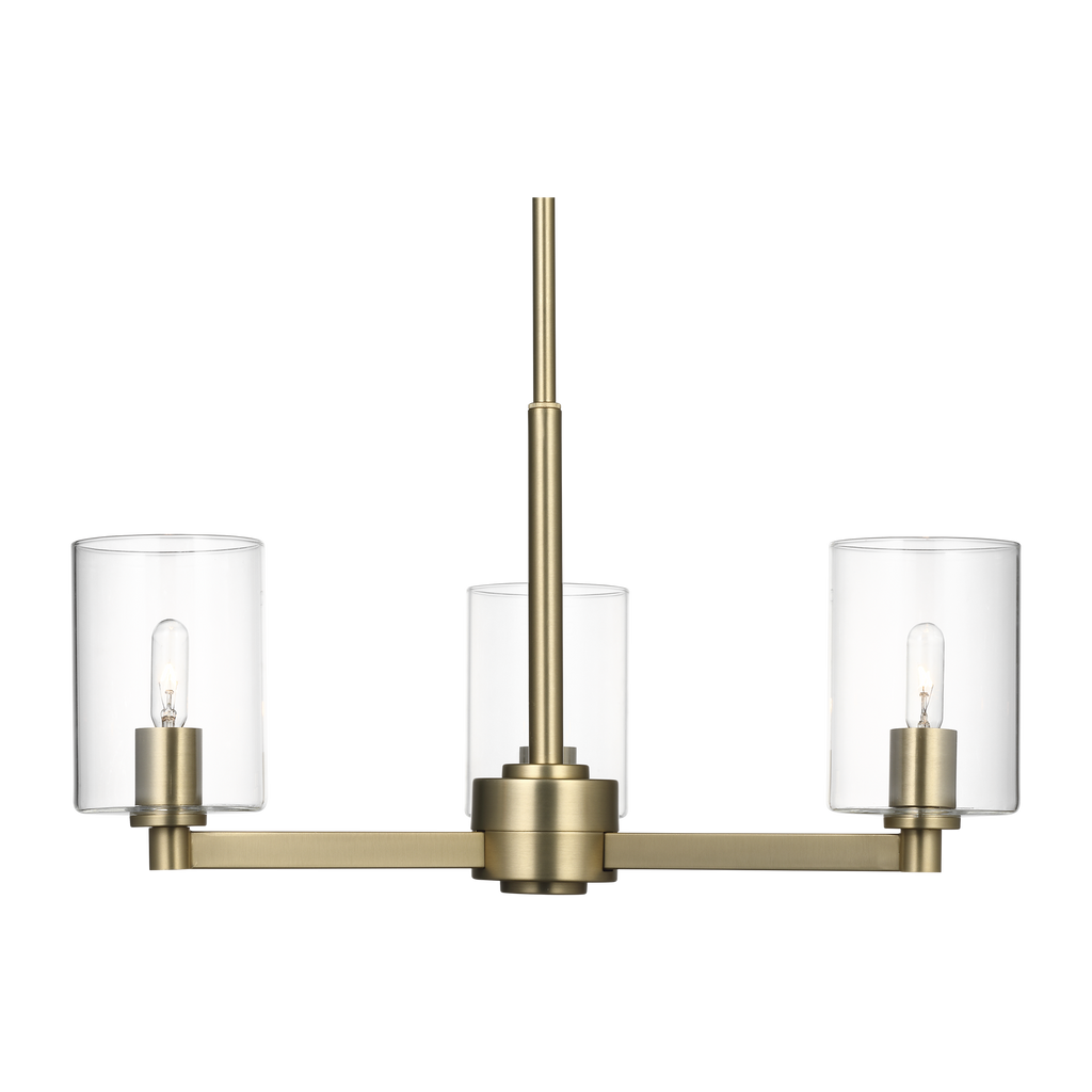 Fullton 3-Light Chandelier | Satin Brass | Clear Glass Bulb(s) Not Included
