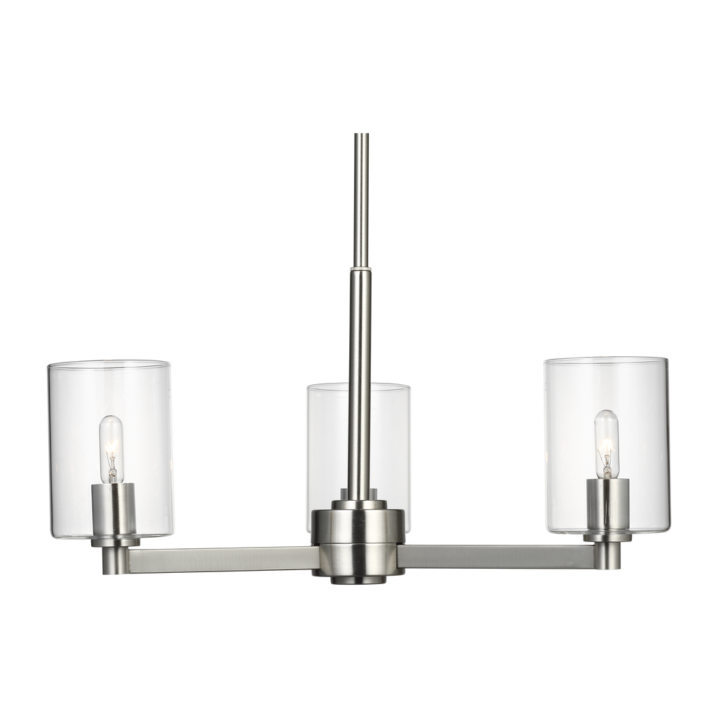 Fullton 3-Light Chandelier | Brushed Nickel | Clear Glass Bulb(s) Not Included