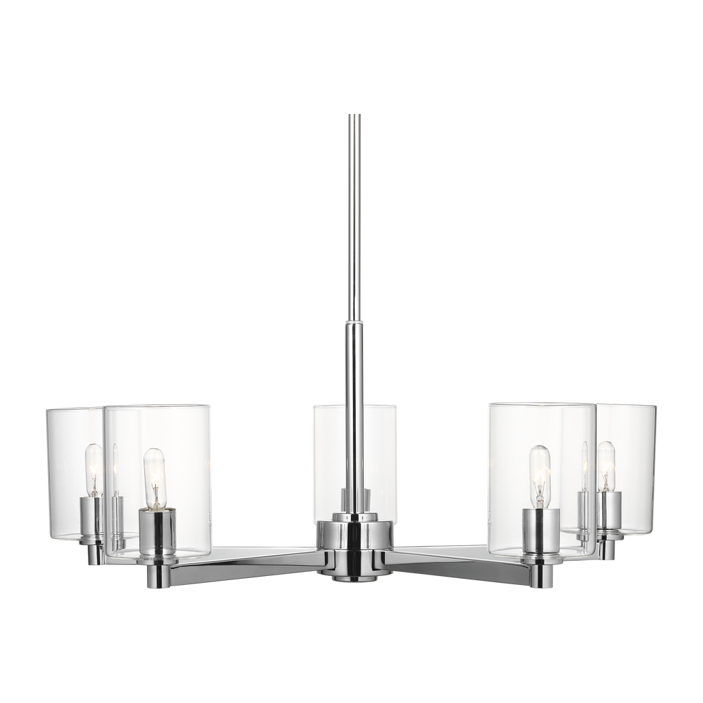Fullton 5-Light Chandelier | Chrome | Clear Glass Bulb(s) Not Included