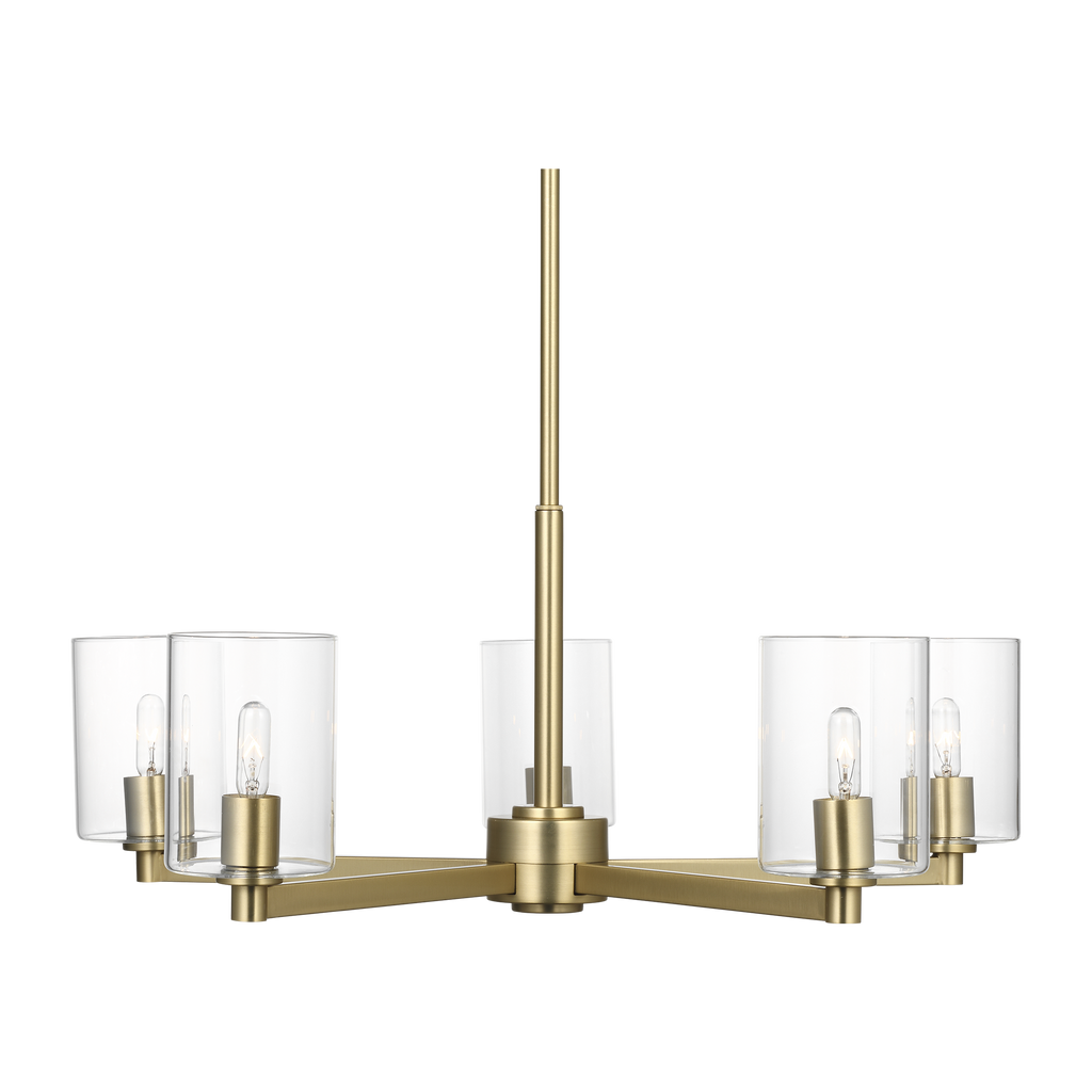 Fullton 5-Light Chandelier | Satin Brass | Clear Glass Bulb(s) Not Included