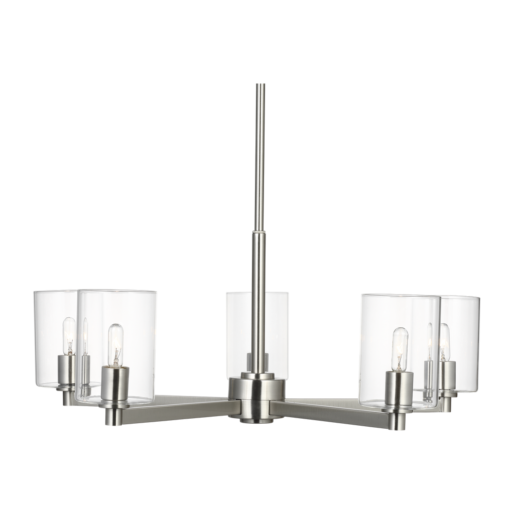 Fullton 5-Light Chandelier | Brushed Nickel | Clear Glass Bulb(s) Not Included