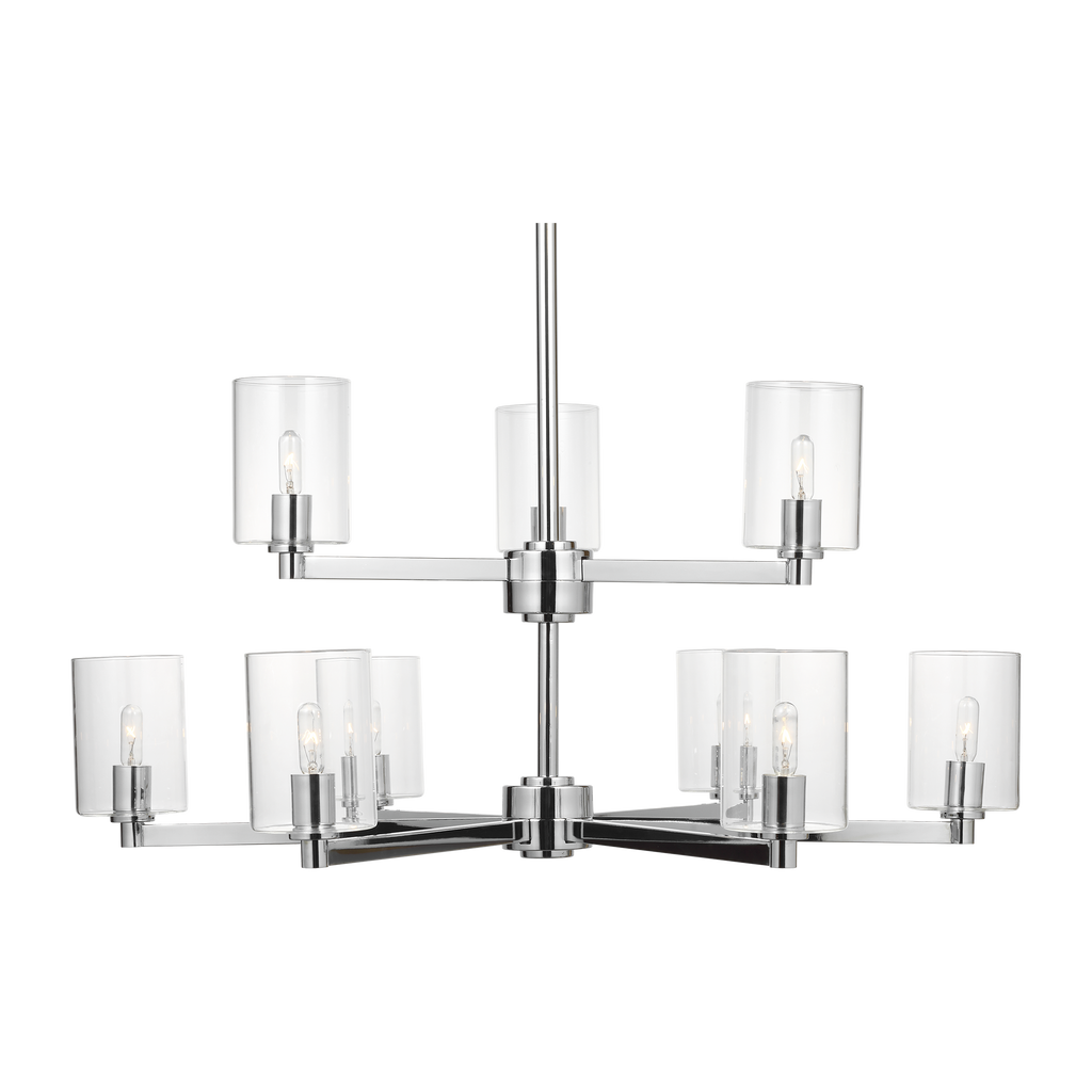 Fullton 9-Light Chandelier | Chrome | Clear Glass Bulb(s) Not Included