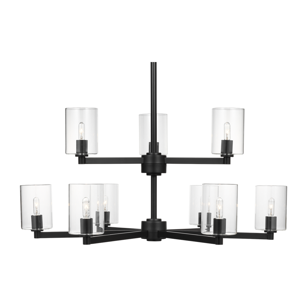 Fullton 9-Light Chandelier | Midnight Black | Clear Glass Bulb(s) Not Included