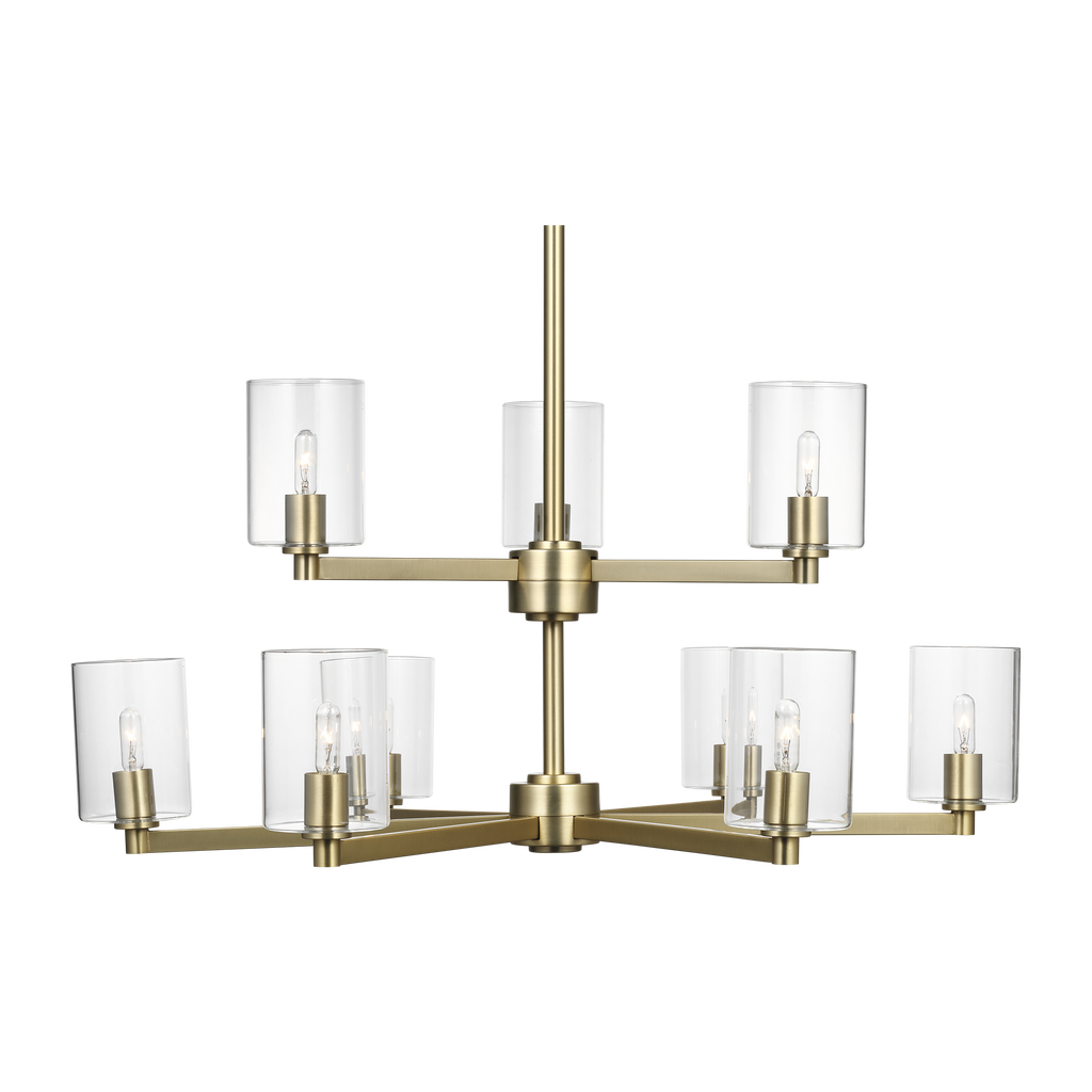 Fullton 9-Light Chandelier | Satin Brass | Clear Glass Bulb(s) Not Included
