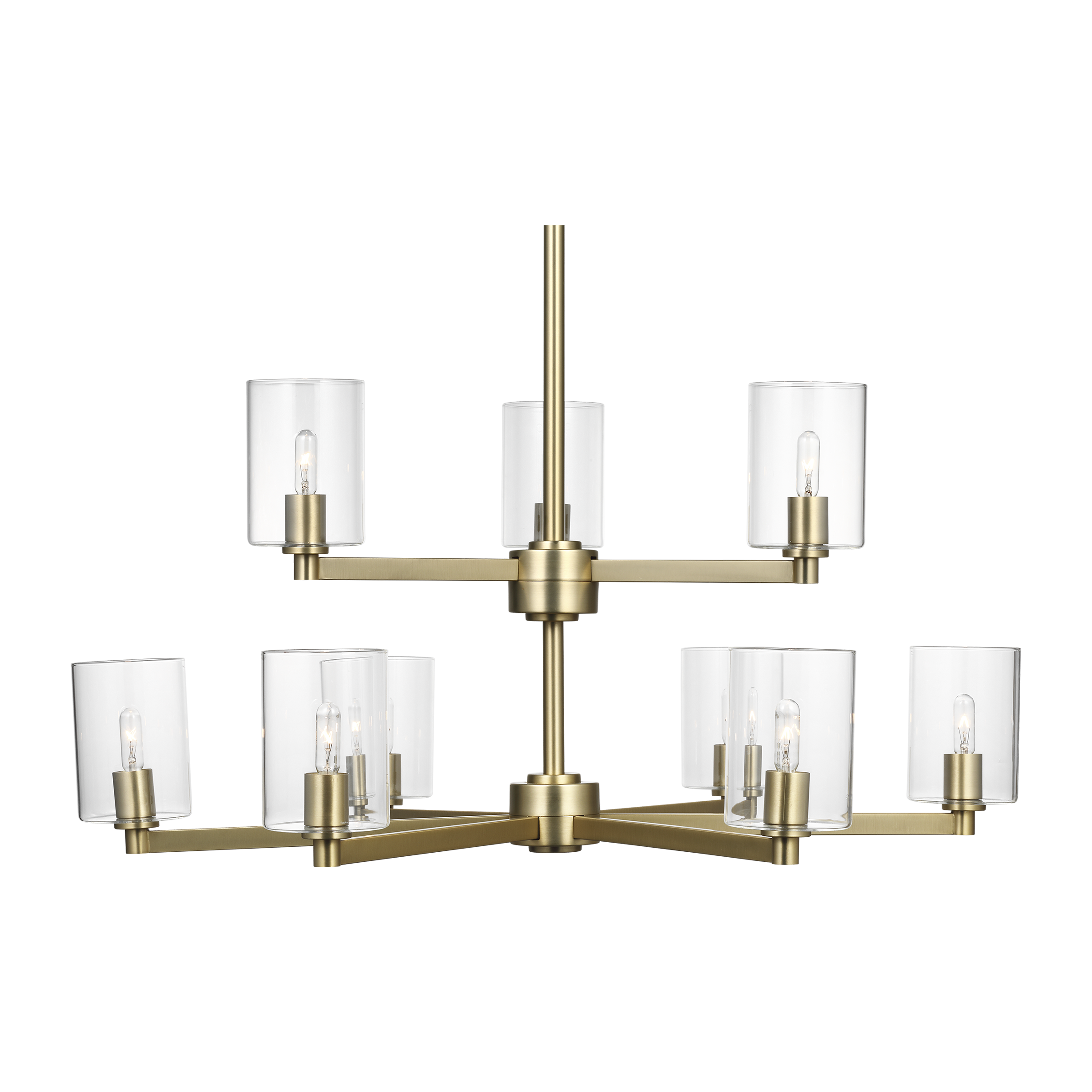 Fullton 9-Light Chandelier | Satin Brass | Clear Glass Bulb(s) Not Included