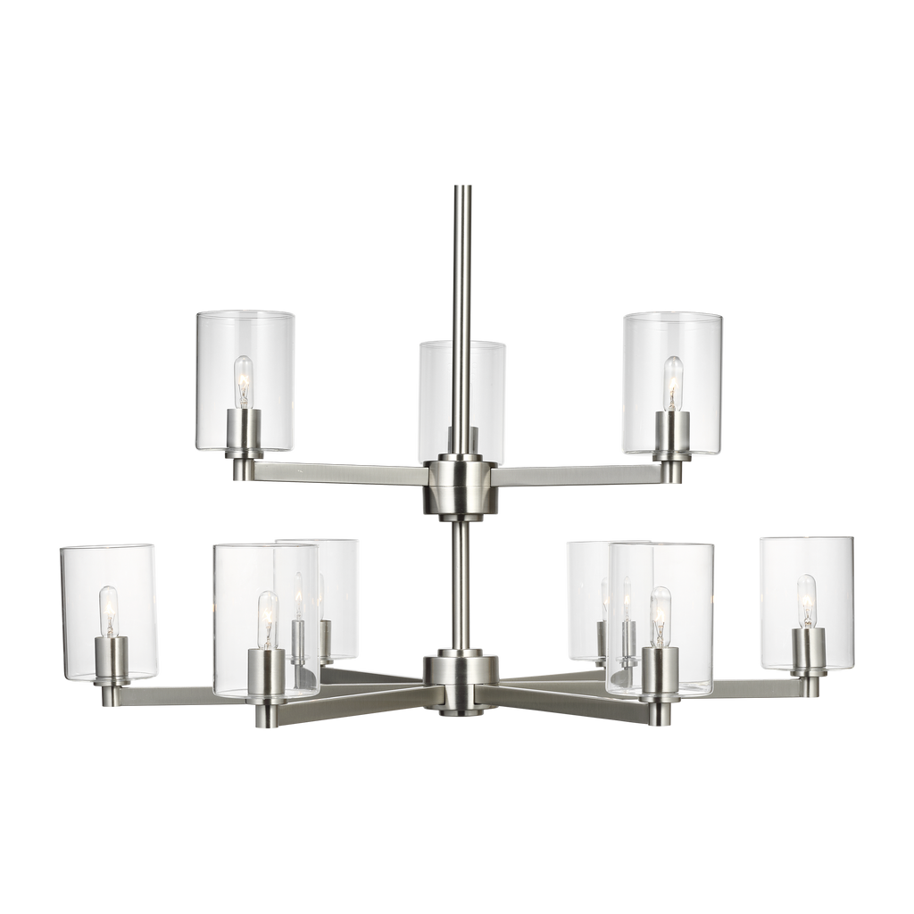 Fullton 9-Light Chandelier | Brushed Nickel | Clear Glass Bulb(s) Not Included