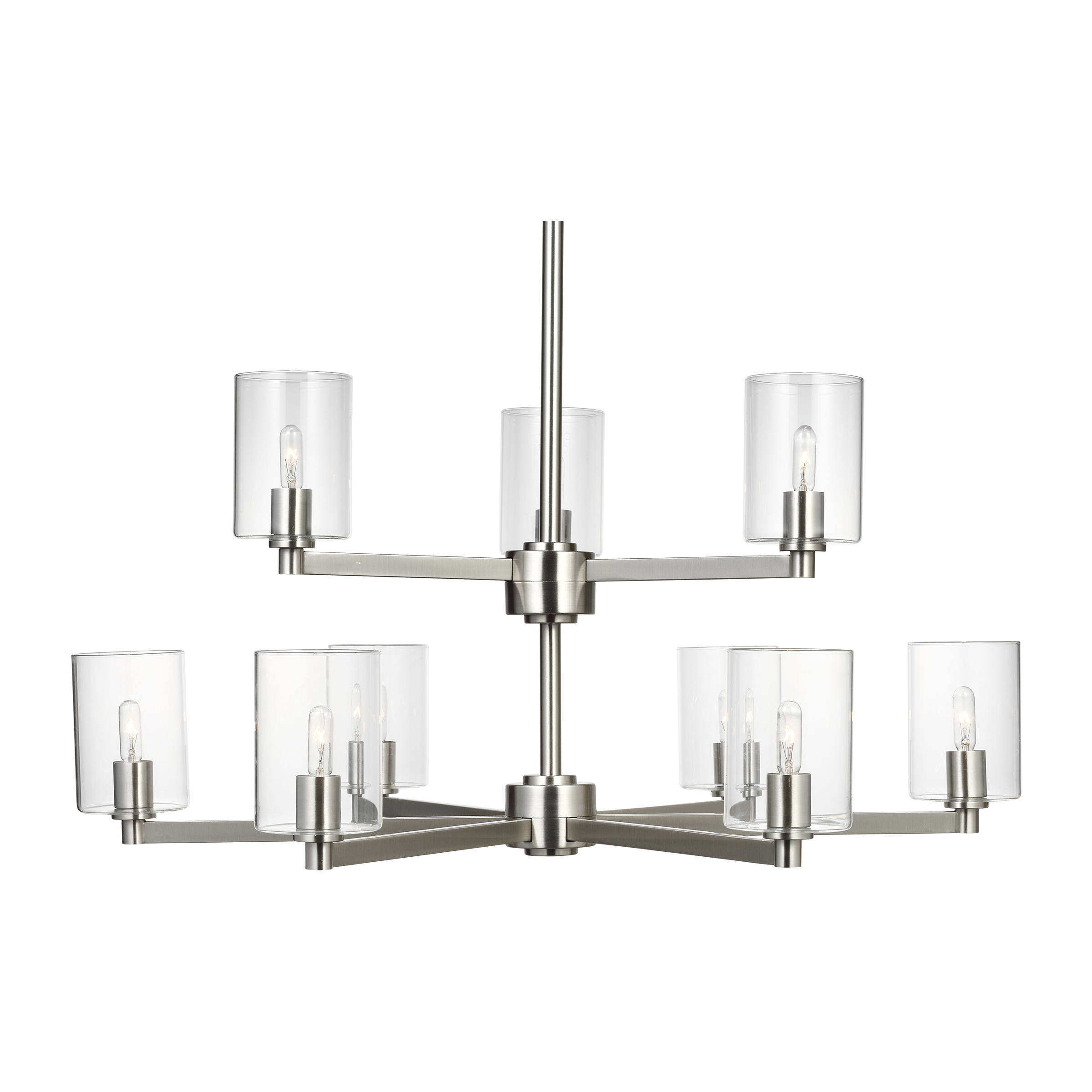 Fullton 9-Light Chandelier | Brushed Nickel | Clear Glass Bulb(s) Not Included