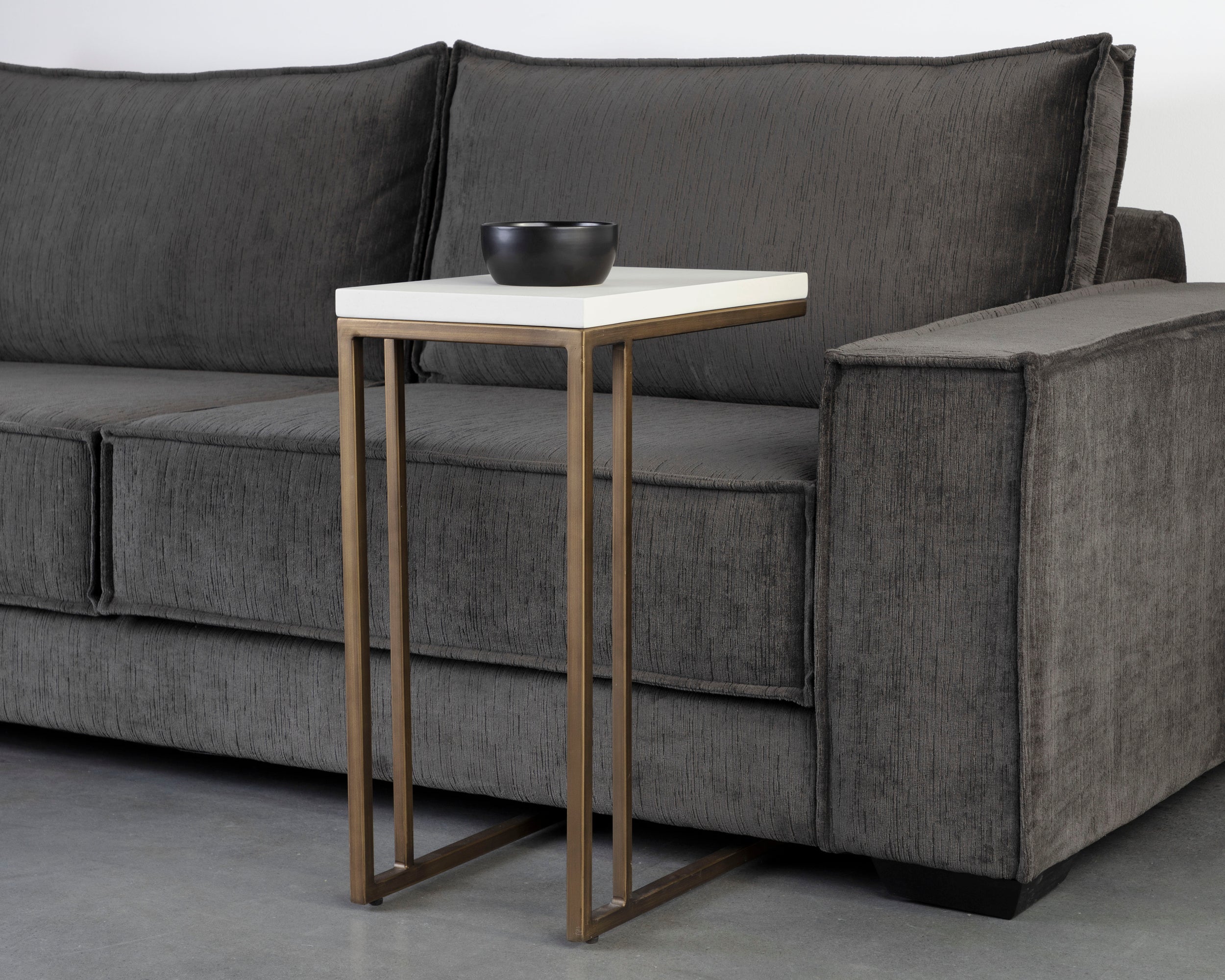 Sawyer End Table - Antique Brass - White