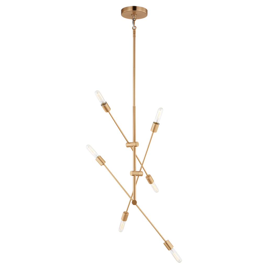 Axis Six Light Large Chandelier Satin Brass Bulbs Included