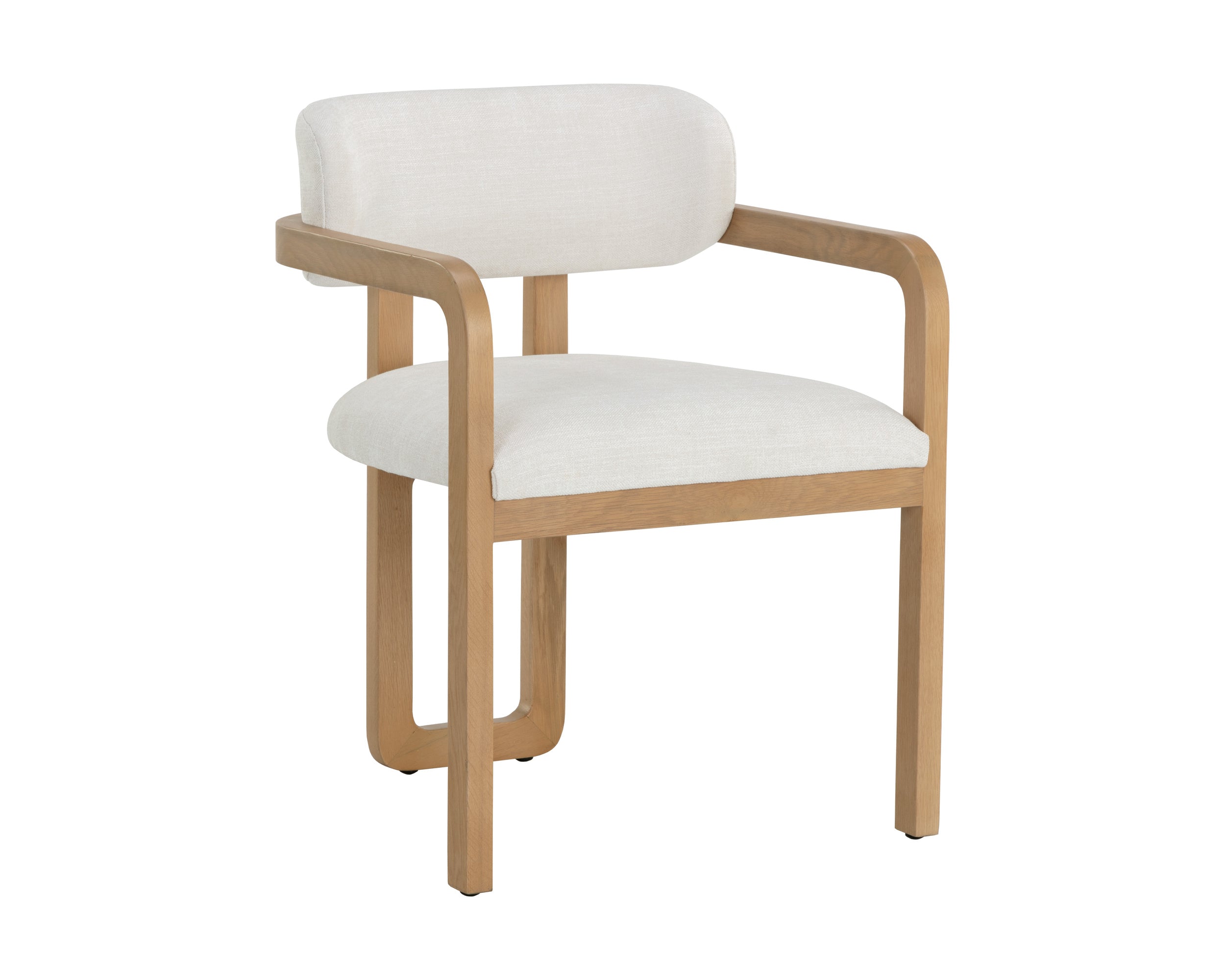 Madrone Dining Armchair - Rustic Oak - Heather Ivory Tweed