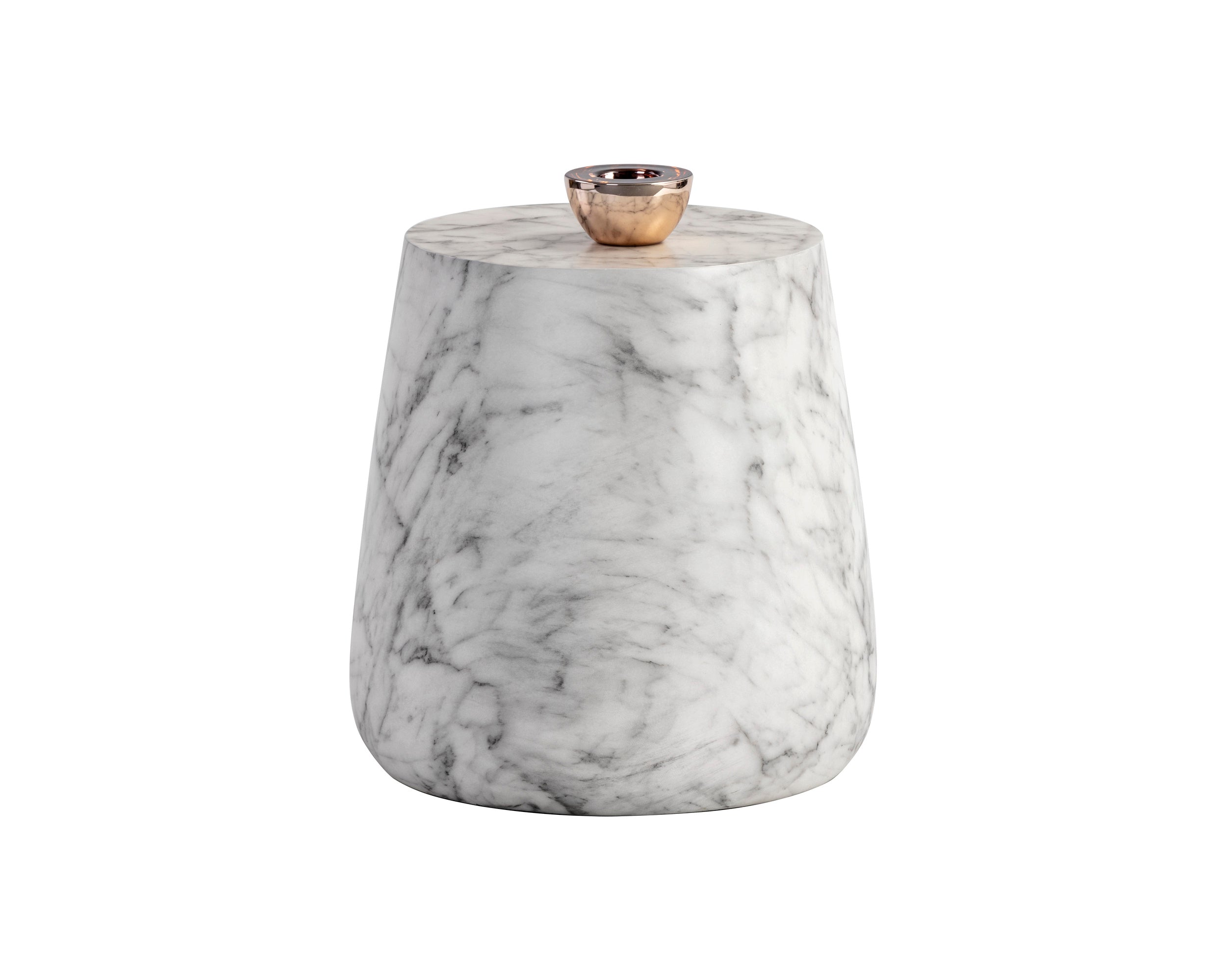 Aries End Table - Marble Look - White