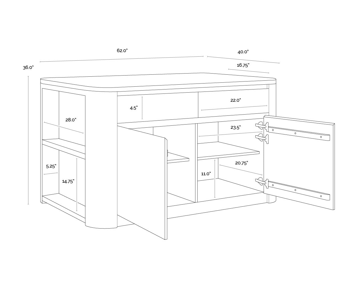 Romilly Kitchen Island - White Marble - 62"