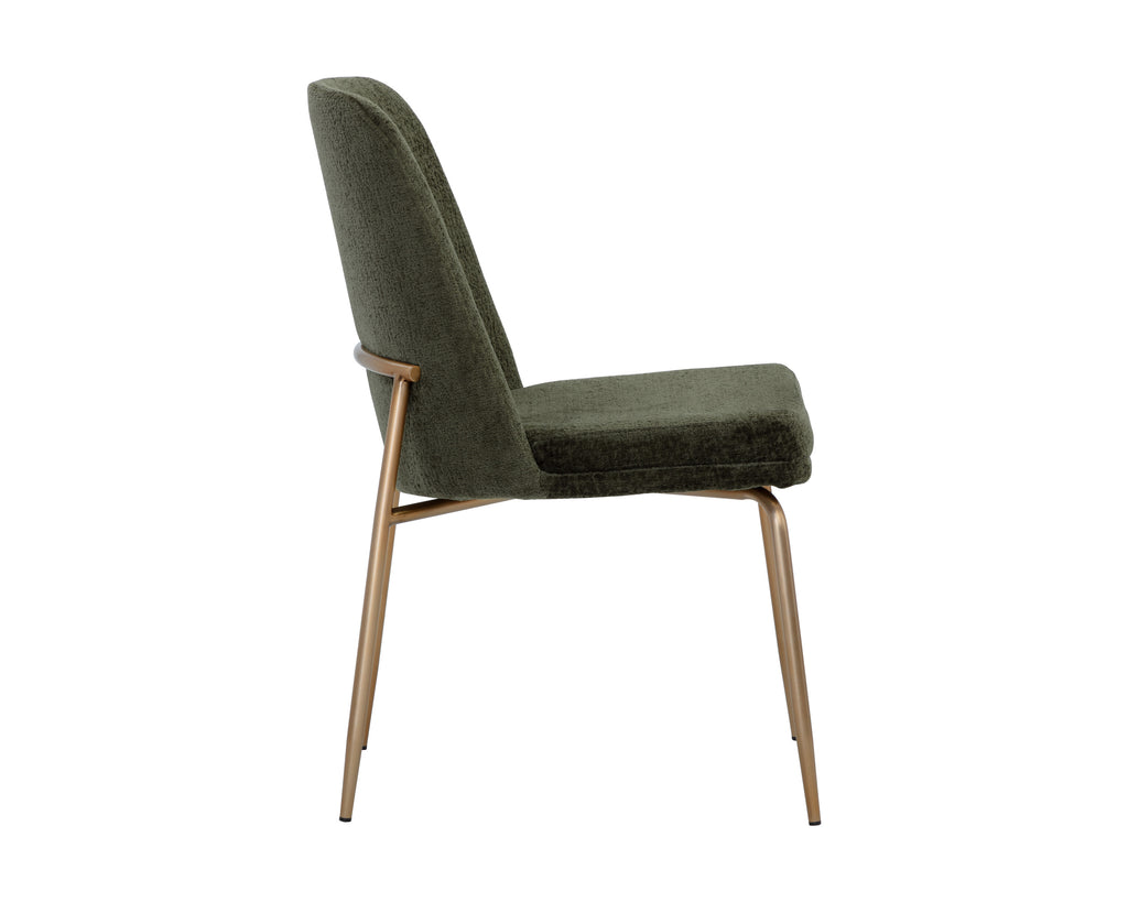 Zeke Dining Chair - Antique Brass - Bergen Olive
