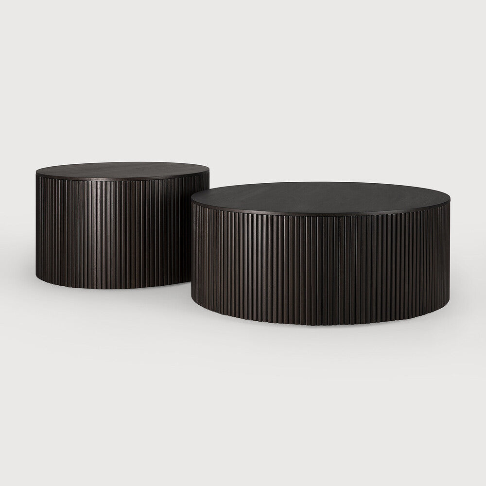 Roller Max Coffee Table | Varnished Mahogany | Dark Brown | Round | Removable Cover | 24" X 24"
