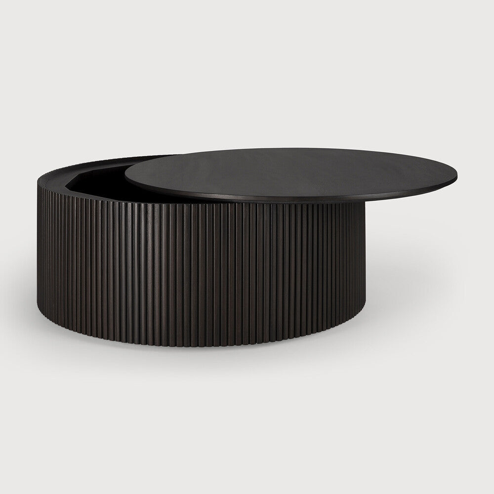 Roller Max Coffee Table | Varnished Mahogany | Dark Brown | Round | Removable Cover | 31" X 31"