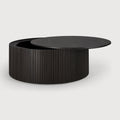 Roller Max Coffee Table | Varnished Mahogany | Dark Brown | Round | Removable Cover | 31" X 31"