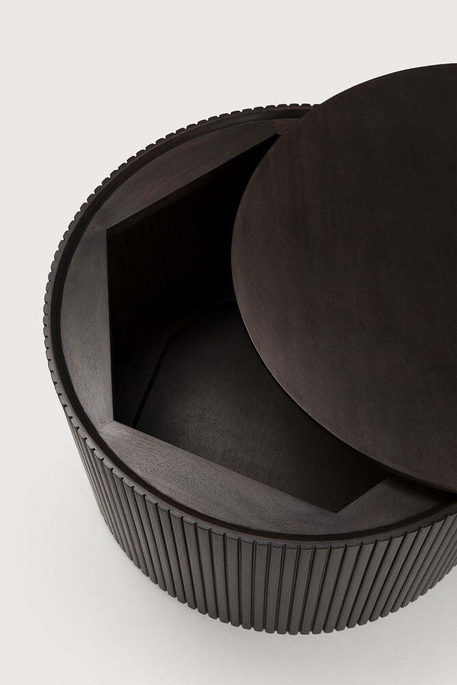 Roller Max Side Table | Varnished Mahogany | Dark Brown | Round | Removable Cover