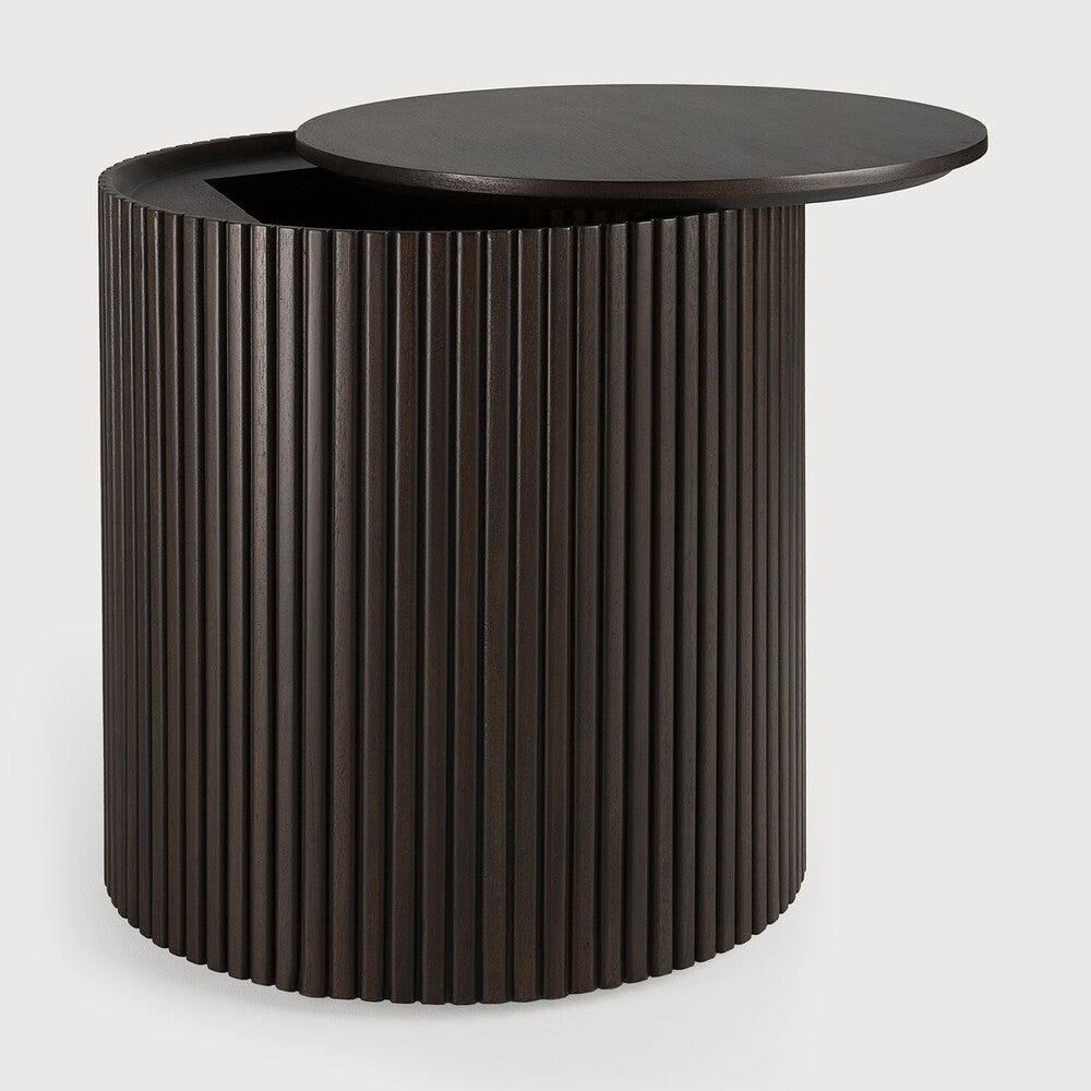 Roller Max Side Table | Varnished Mahogany | Dark Brown | Round | Removable Cover