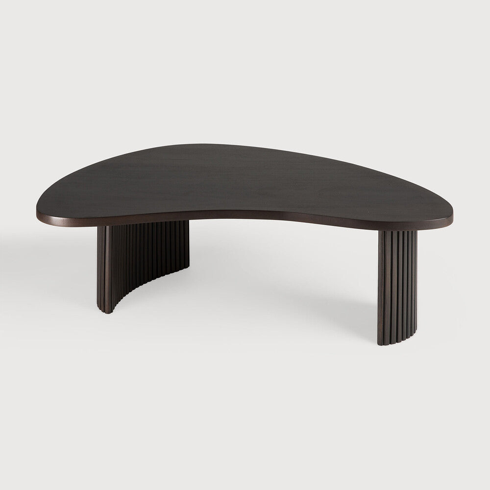 Boomerang Coffee Table | Varnished Mahogany | Dark Brown | Pebble Shape | 35" X 24"