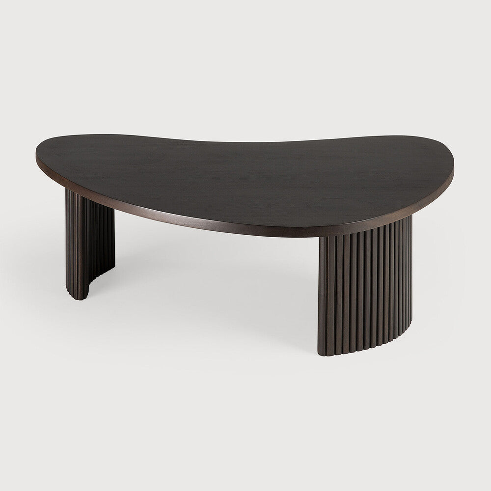 Boomerang Coffee Table | Varnished Mahogany | Dark Brown | Pebble Shape | 35" X 24"