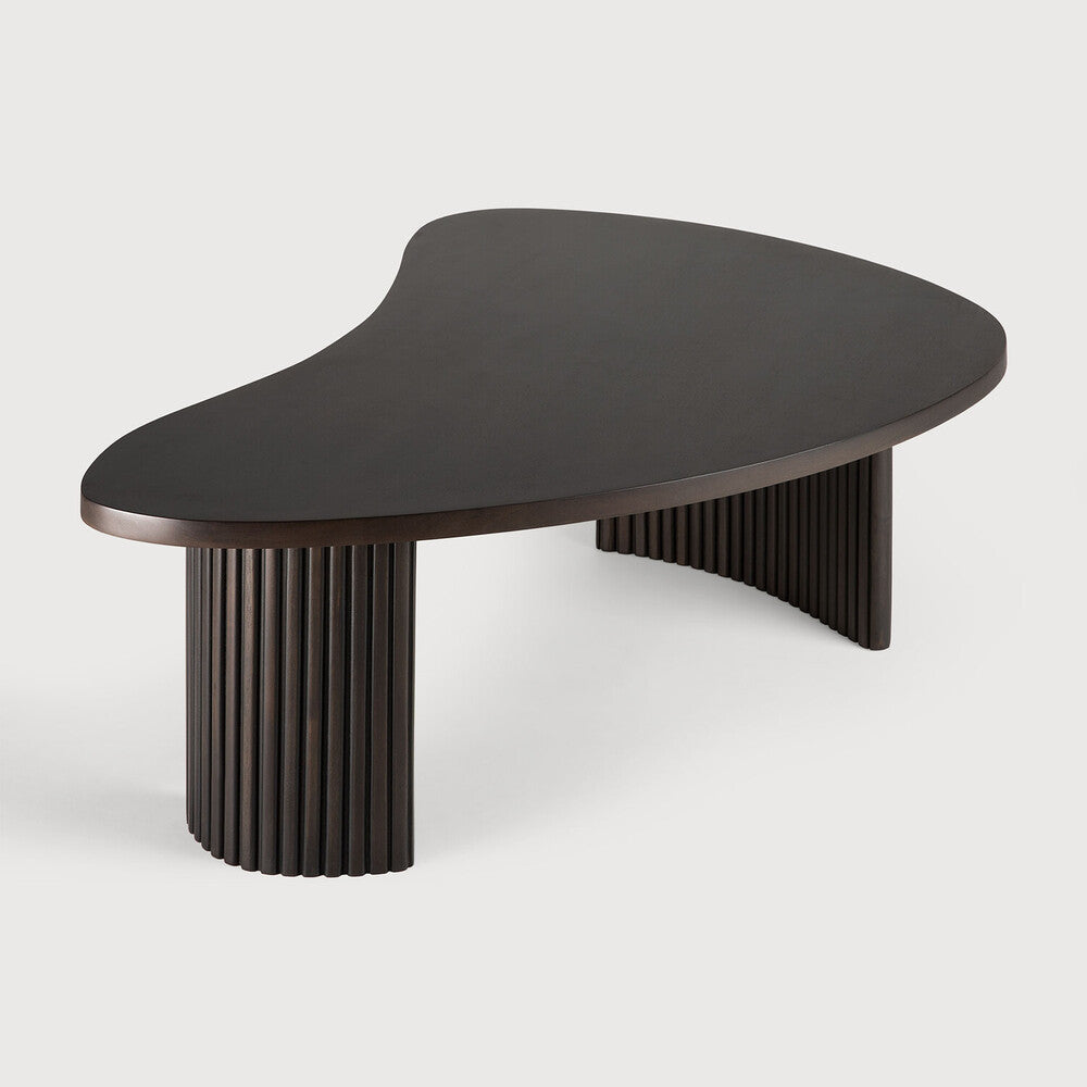 Boomerang Coffee Table | Varnished Mahogany | Dark Brown | Pebble Shape | 35" X 24"