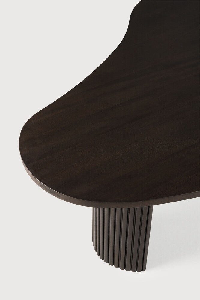Boomerang Coffee Table | Varnished Mahogany | Dark Brown | Pebble Shape | 50" X 29"