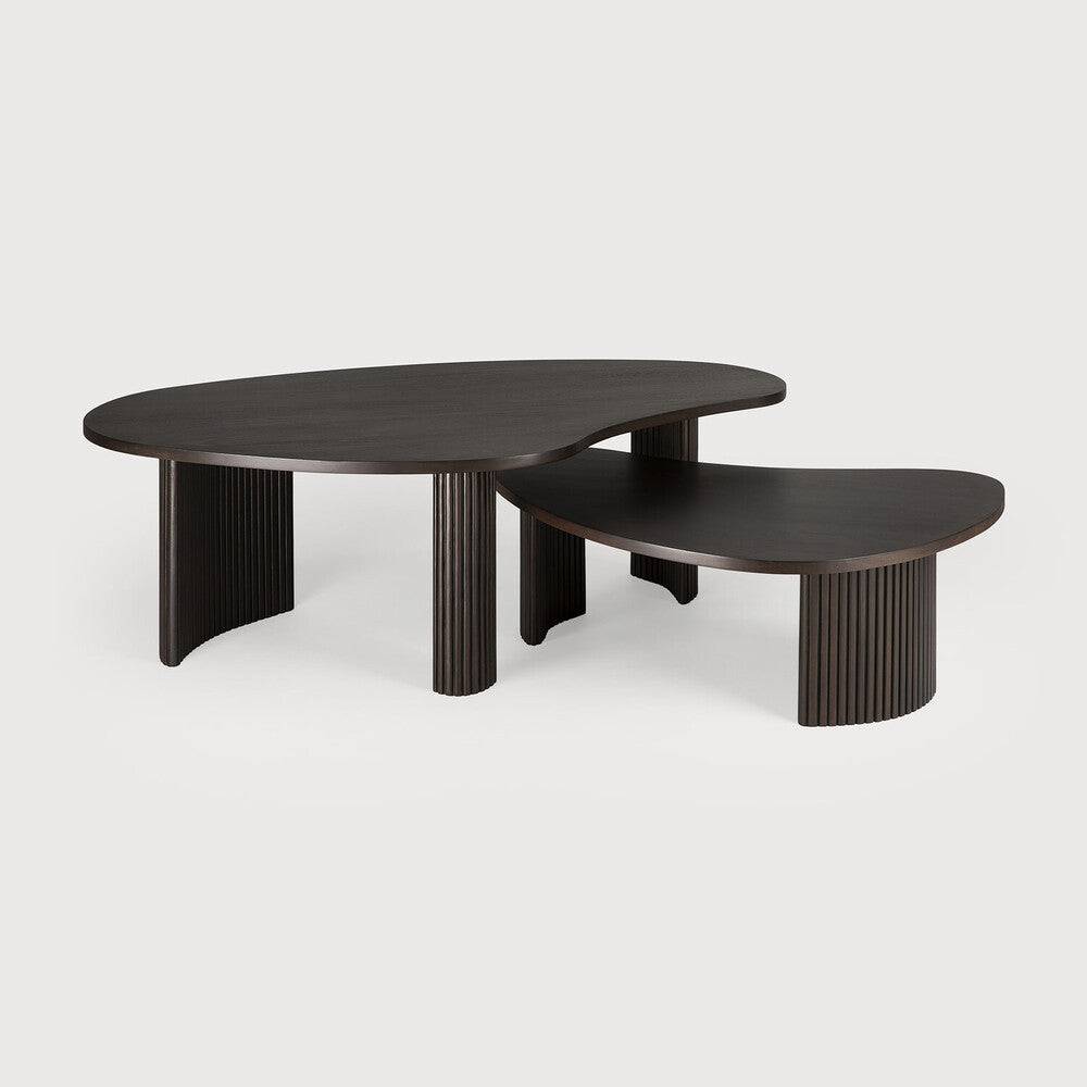 Boomerang Coffee Table | Varnished Mahogany | Dark Brown | Pebble Shape | 35" X 24"
