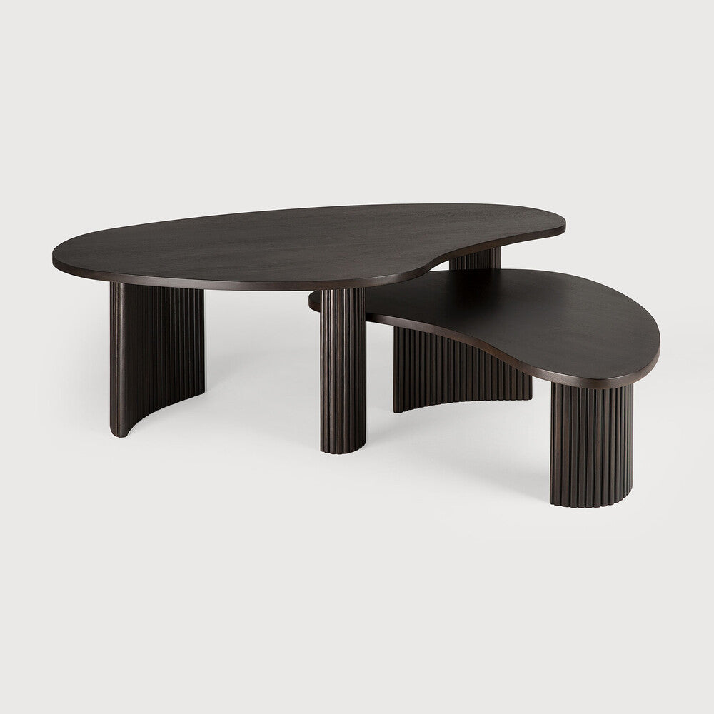 Boomerang Coffee Table | Varnished Mahogany | Dark Brown | Pebble Shape | 50" X 29"
