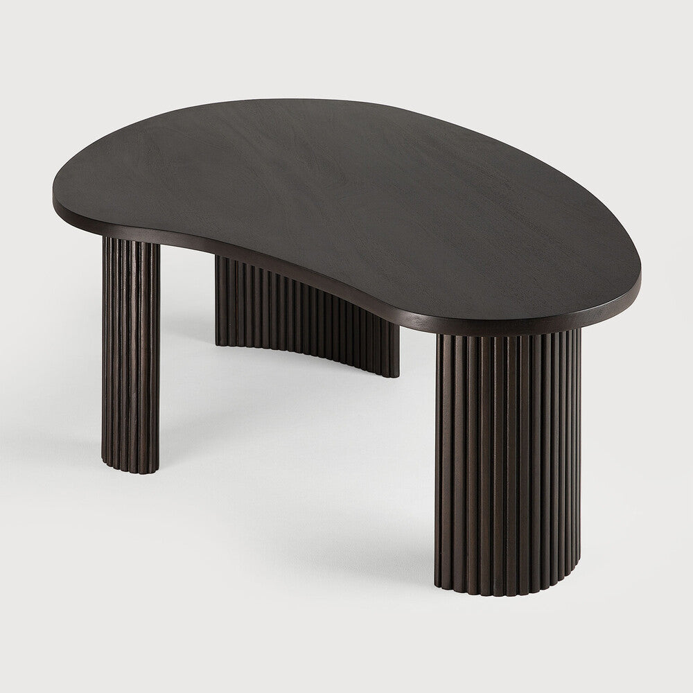 Boomerang Coffee Table | Varnished Mahogany | Dark Brown | Pebble Shape | 50" X 29"