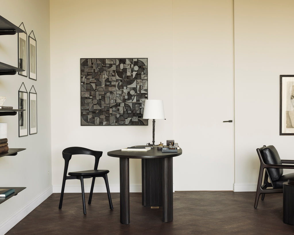 Bricks Wall Art | Varnished Wood | Dark Brown | Wooden Frame | Square