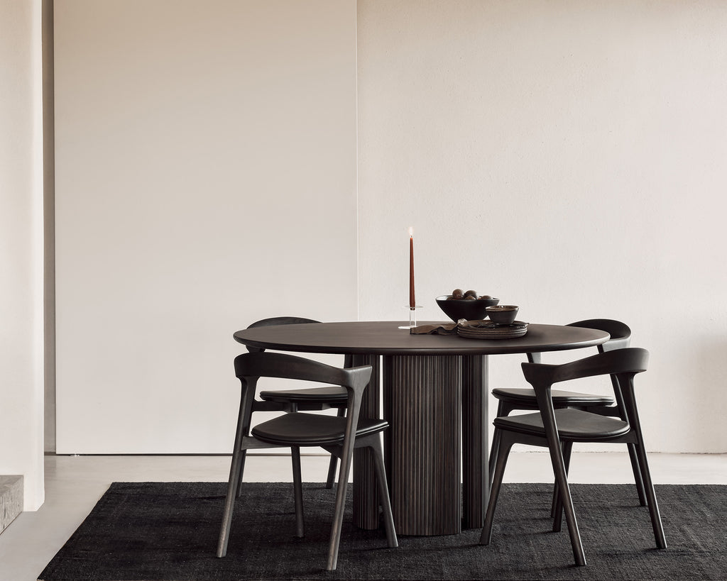 Roller Max Dining Table | Varnished Mahogany | Dark Brown | Round
