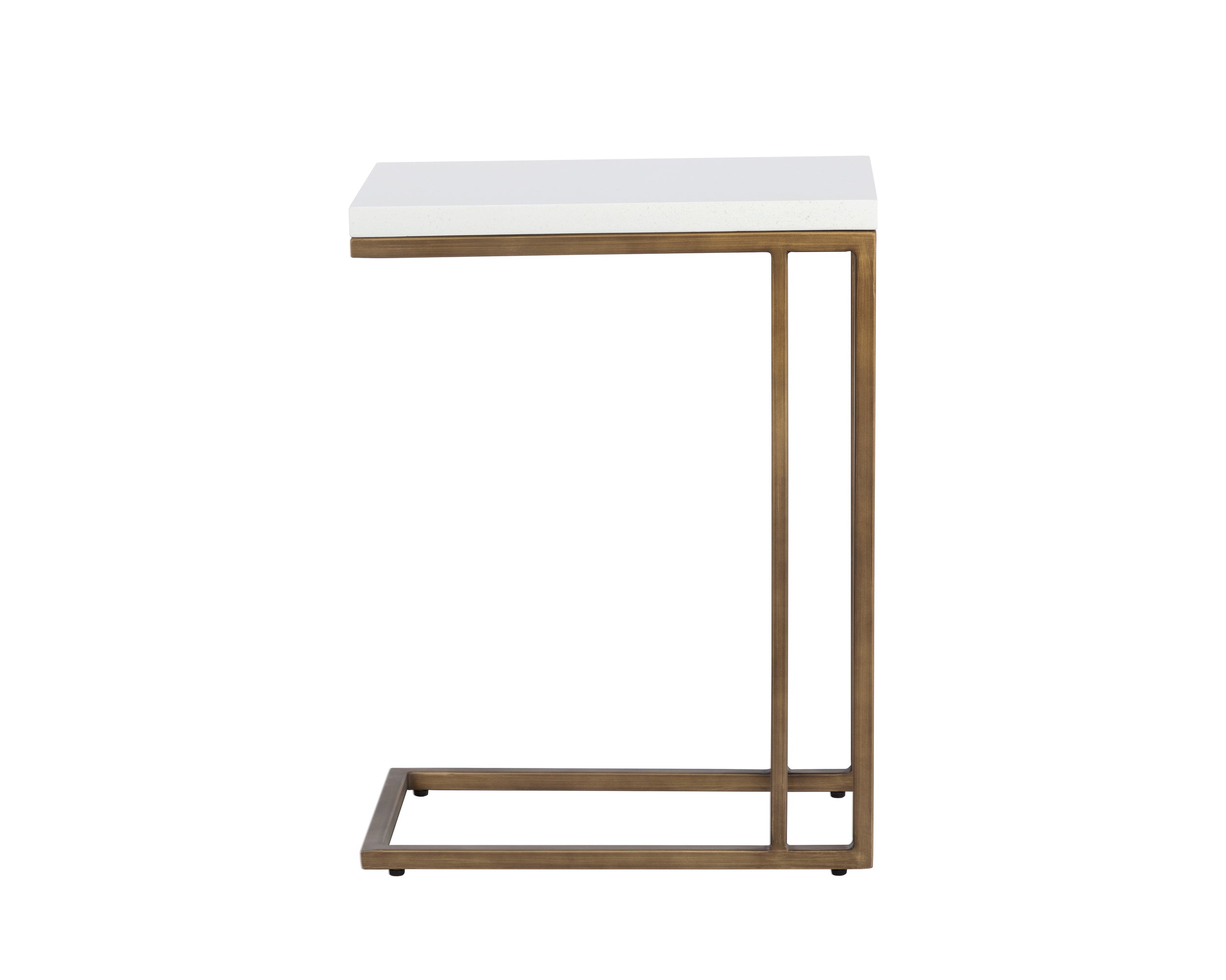 Sawyer End Table - Antique Brass - White