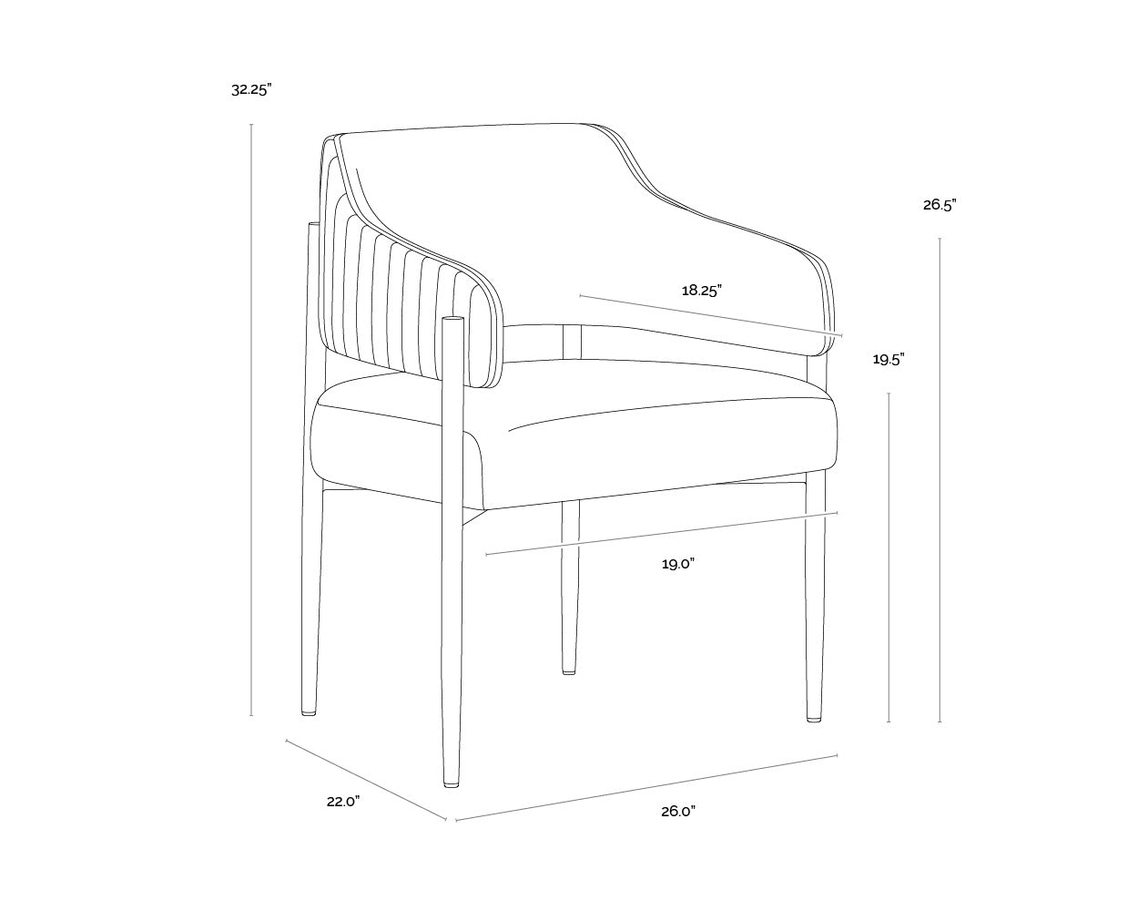 Tova Dining Armchair - Dillon Cream / Bravo Ash