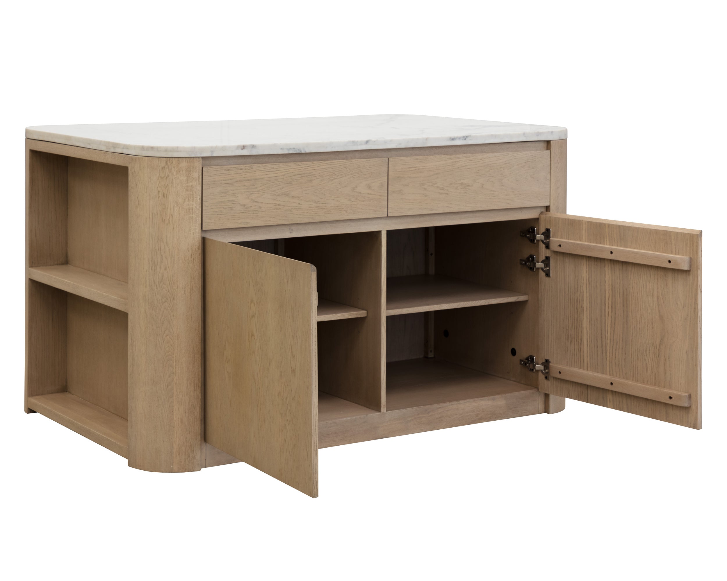 Romilly Kitchen Island - White Marble - 62"