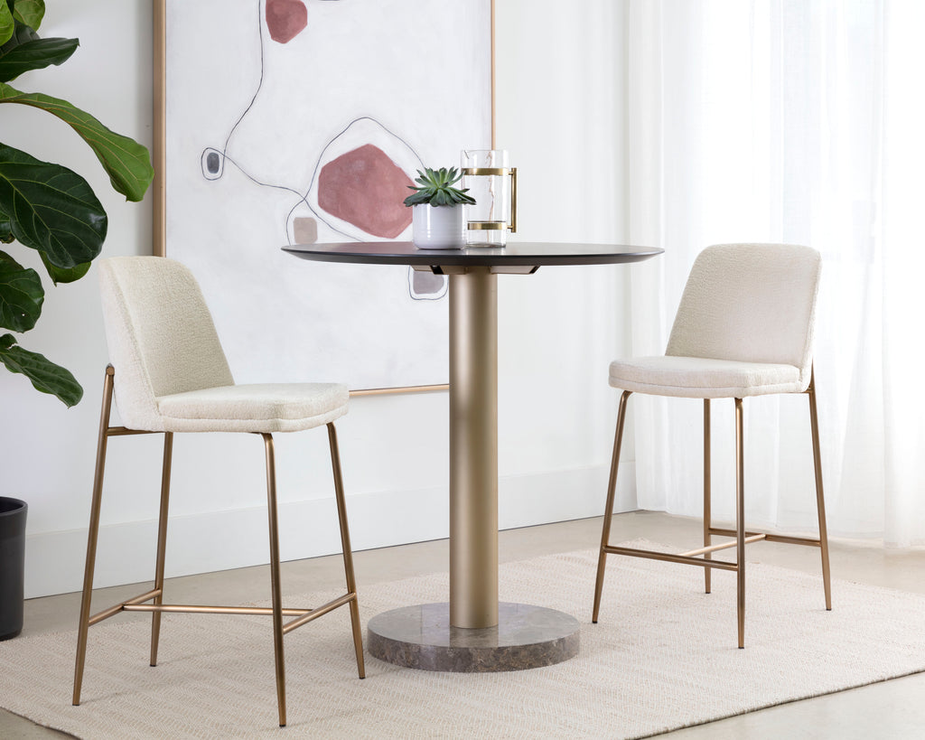Zeke Counter Stool - Antique Brass - Bergen Ivory